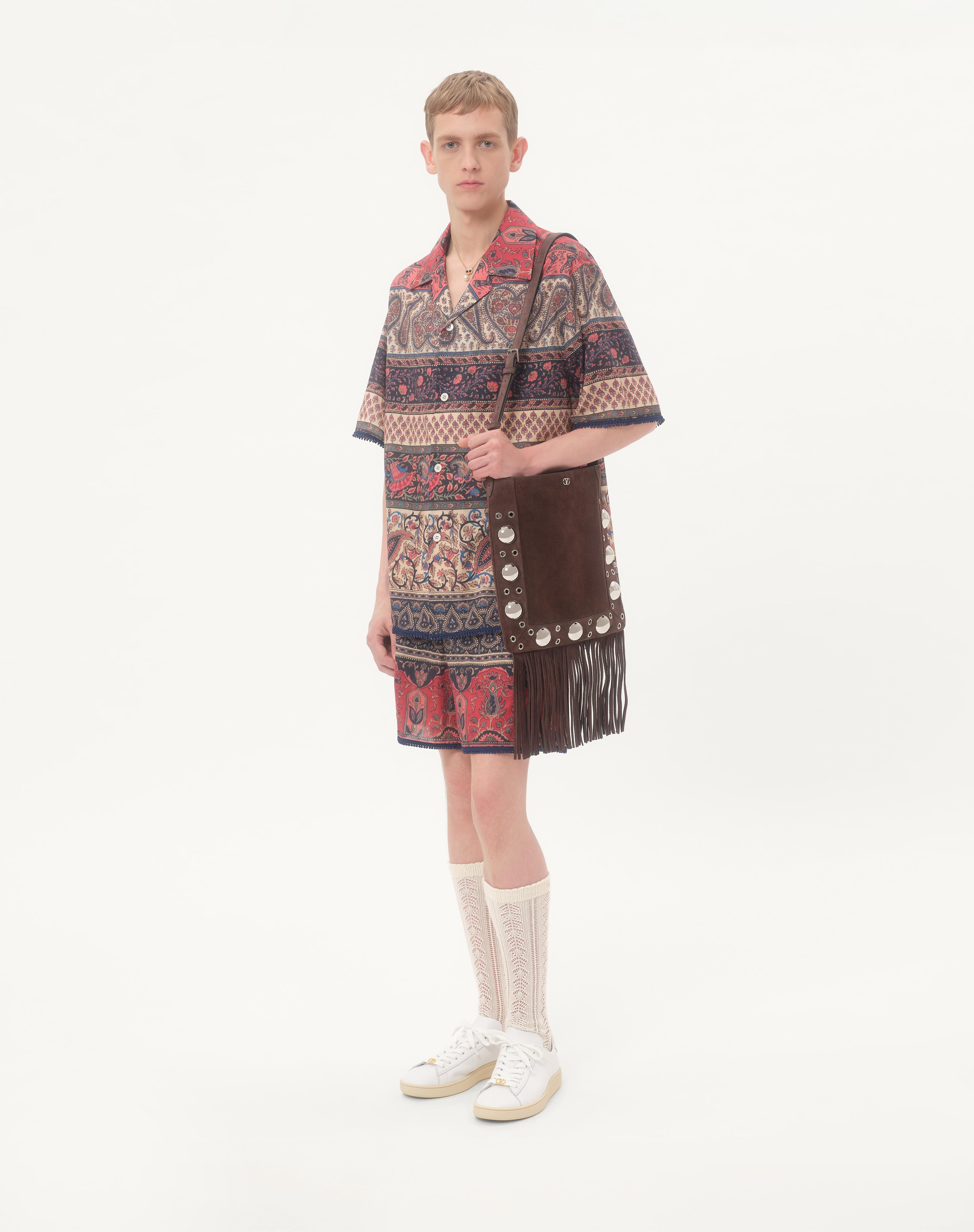 BOWLING SHIRT IN COTTON MUSLIN WITH VOYAGE IMAGINAIRE PRINT AND PASSEMENTERIE TRIMS - 2