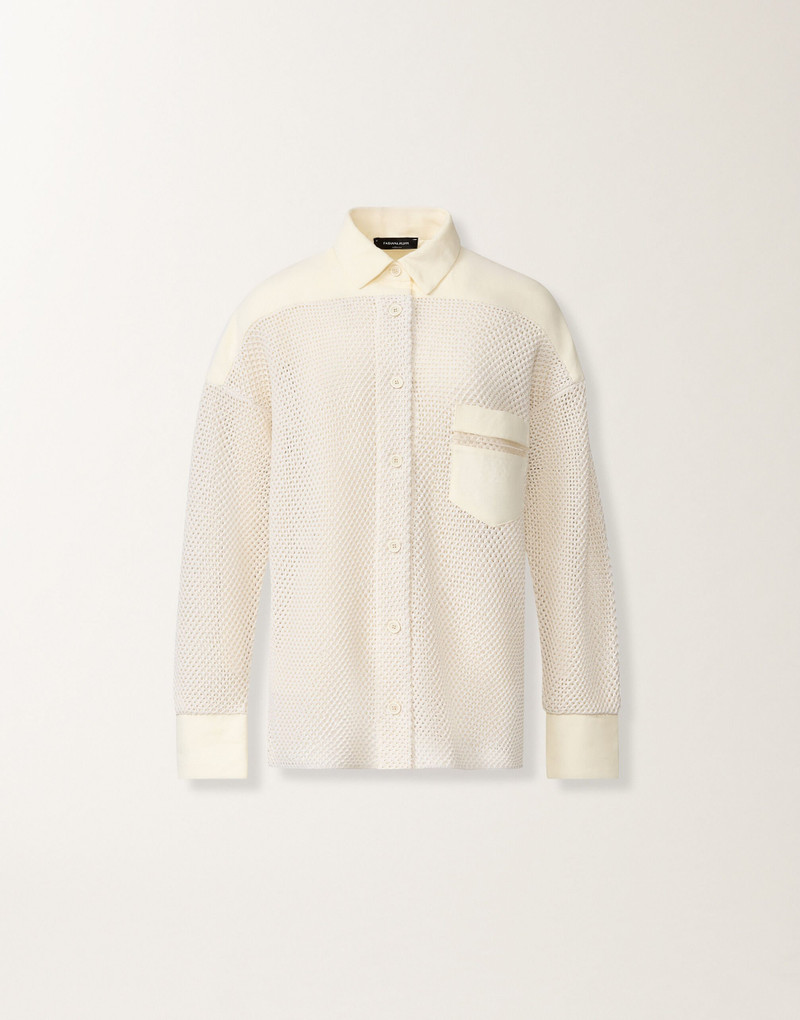 Shirt in organic cotton with lustrous viscose 1