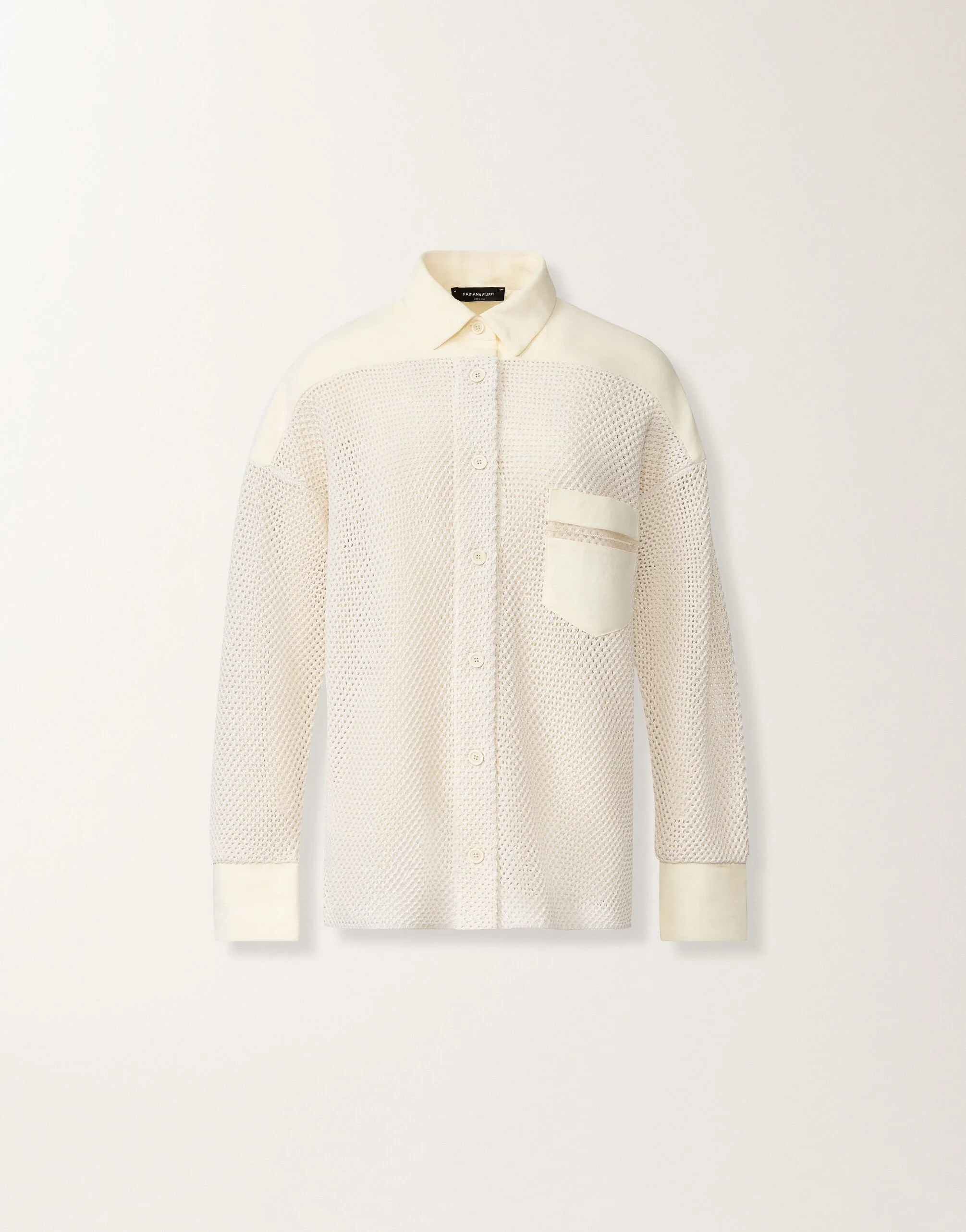 Shirt in organic cotton with lustrous viscose - 1
