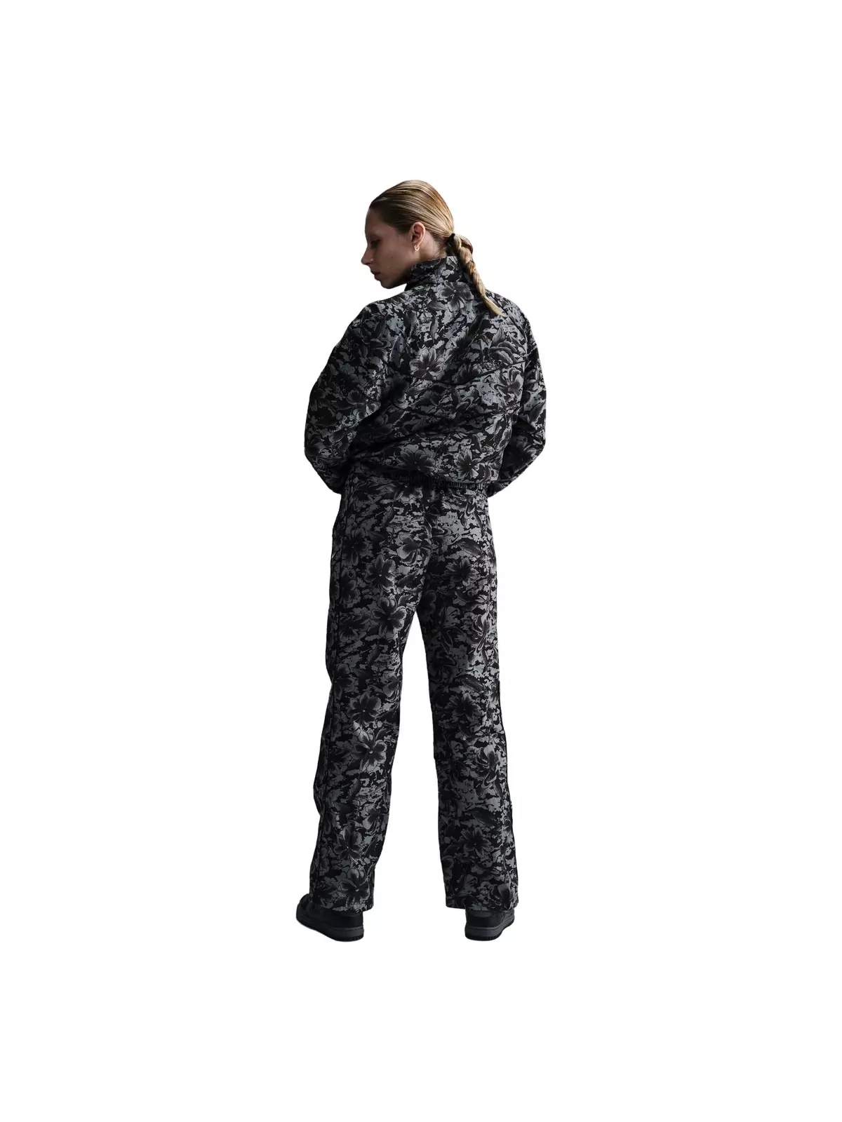 Women's Sportswear Windrunner UV Protection Mid-Rise Woven Printed Pants-Black - 4