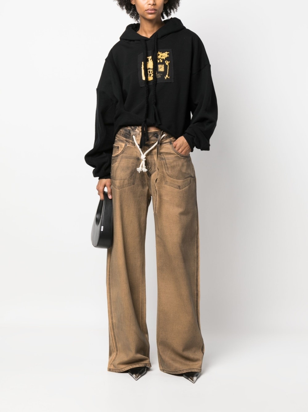 wide-leg denim pants - 3