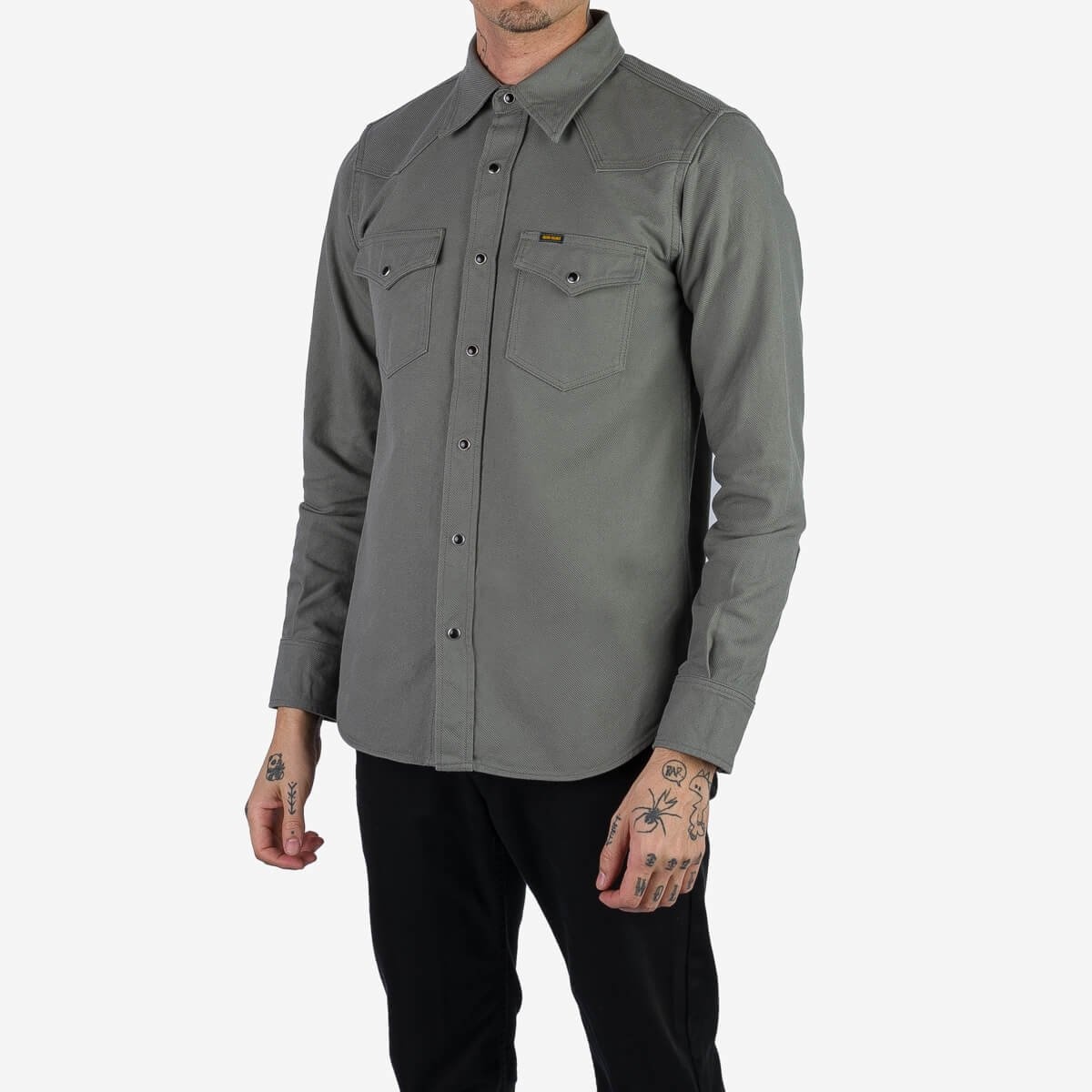 IHSH-235-GRY 13oz Military Serge Western Shirt - Grey - 2