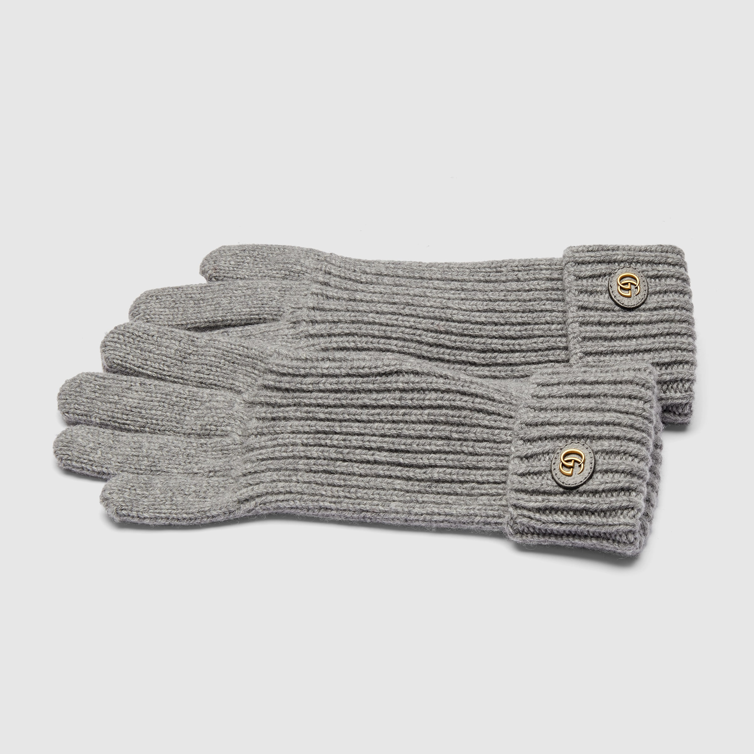Wool cashmere gloves with Double G - 2