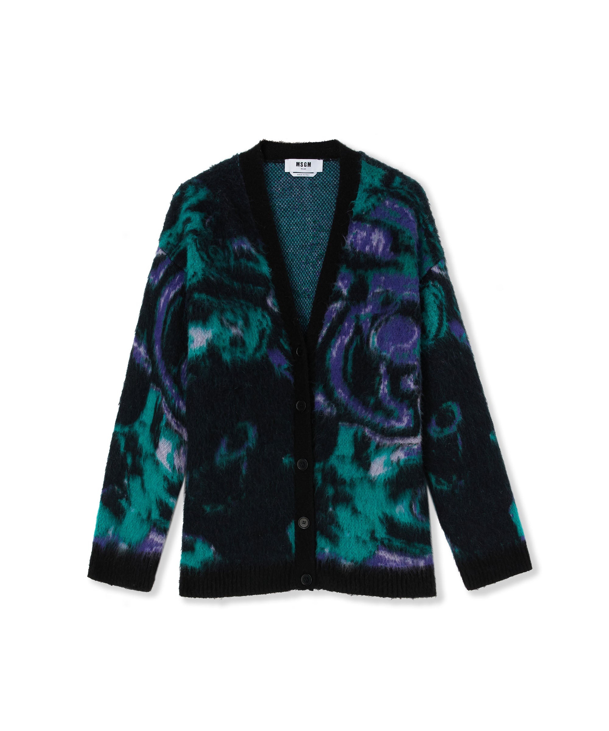 V-neck cardigan with "Magma" print - 1