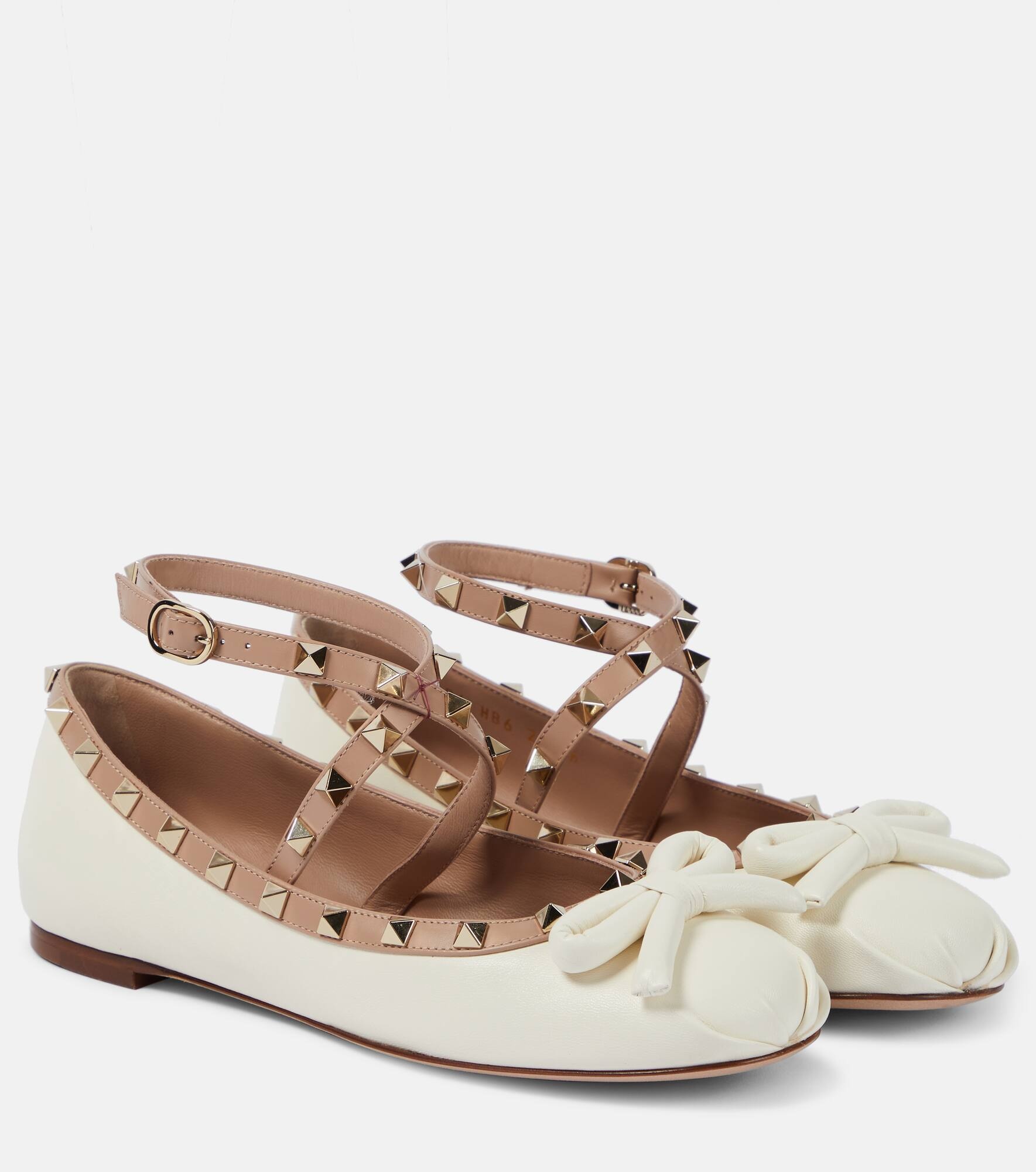 Rockstud leather ballet flats - 1