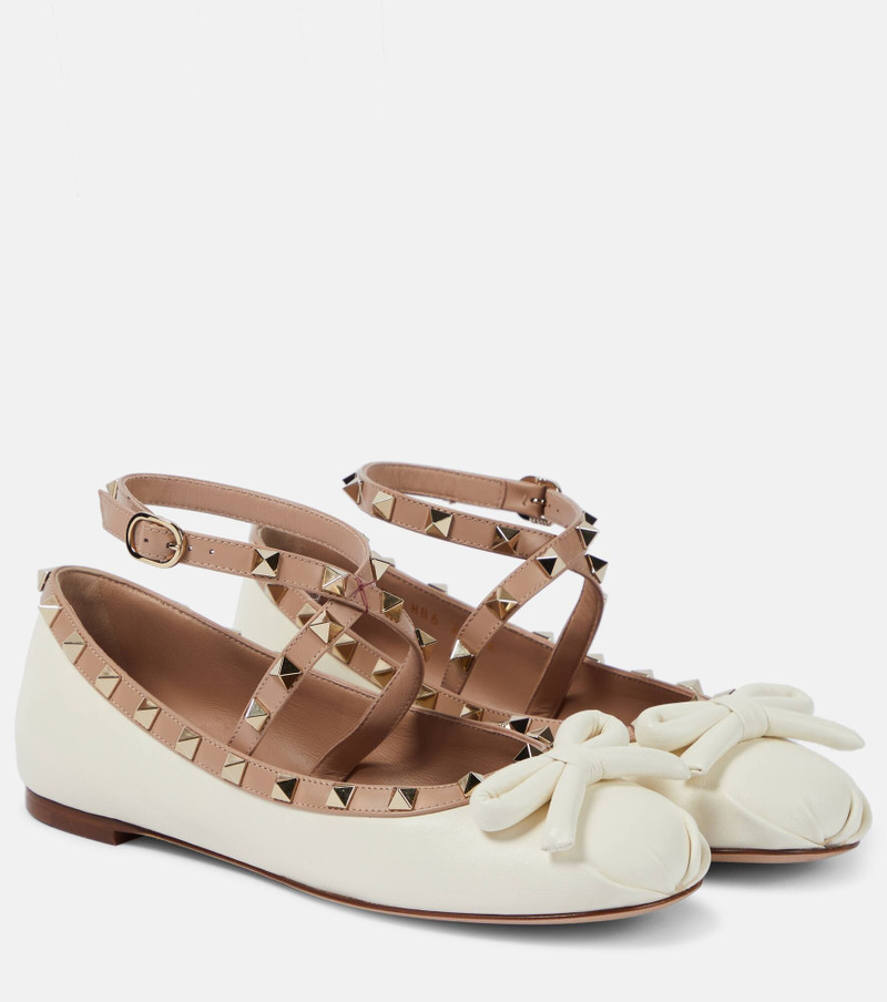 Rockstud leather ballet flats - 1