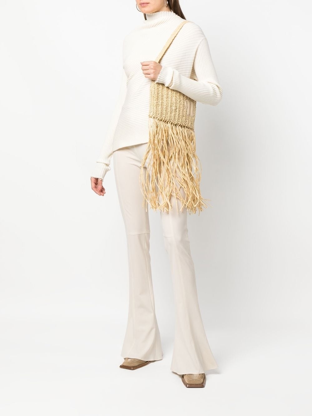 fringed woven shoulder bag - 2