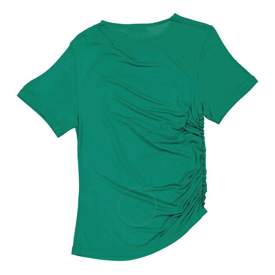 Atlein Green Short-sleeve Gatherside Viscose T-shirt, Brand Size 38 (US Size 4) - 6