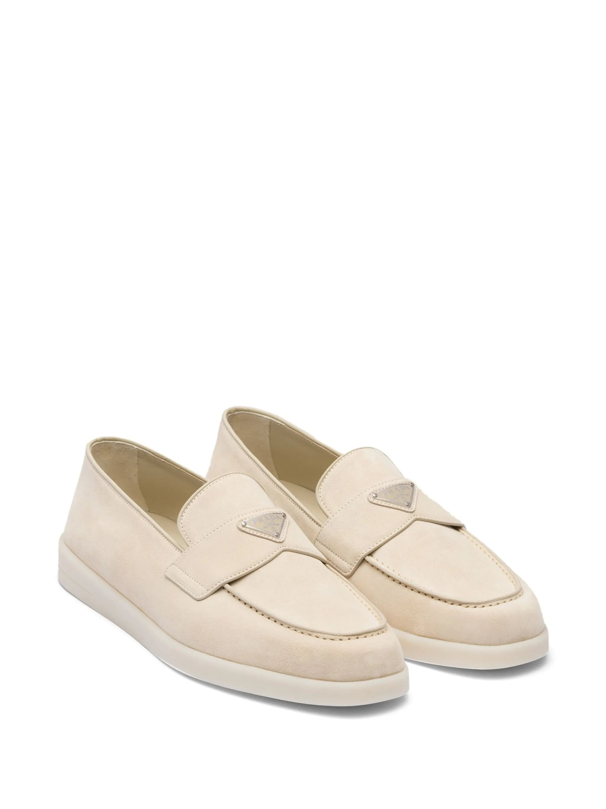 enamel triangle logo-plaque suede loafers - 2