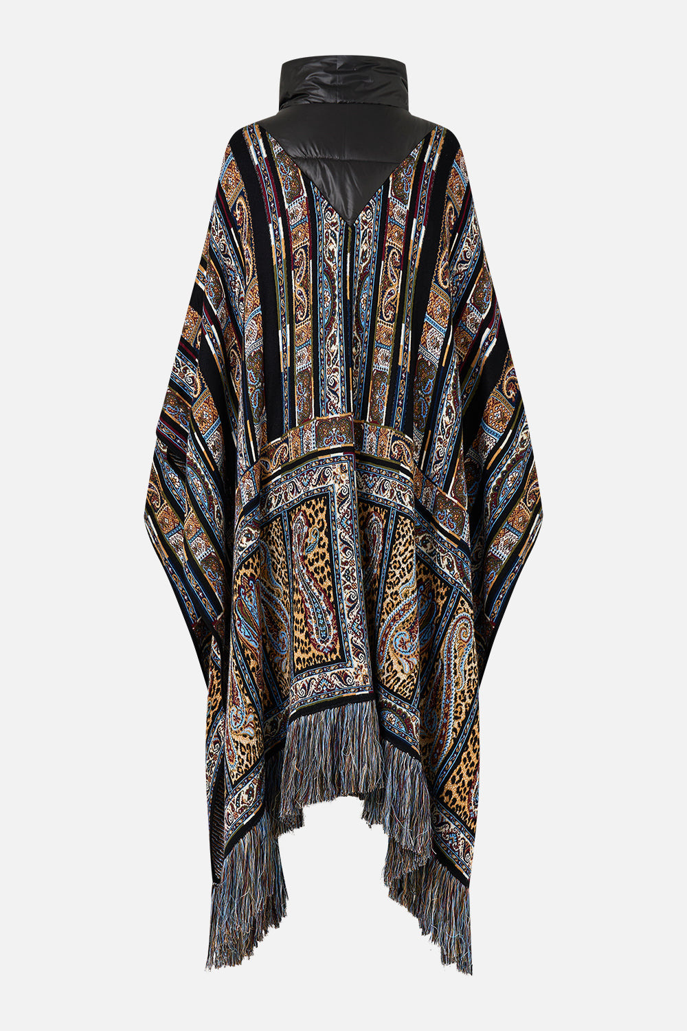 QUILTED COLLAR KNIT PONCHO - 9