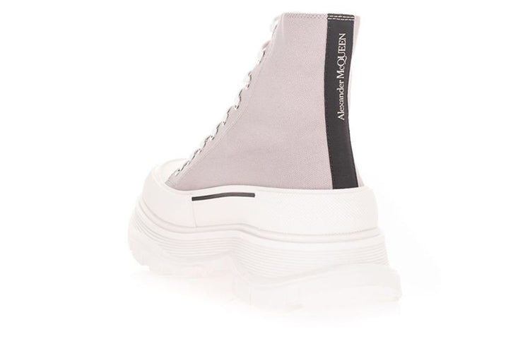 Alexander McQueen Canvas Tread Slick High Top Sneakers 'Grey White' 604254W4MV21331 - 4