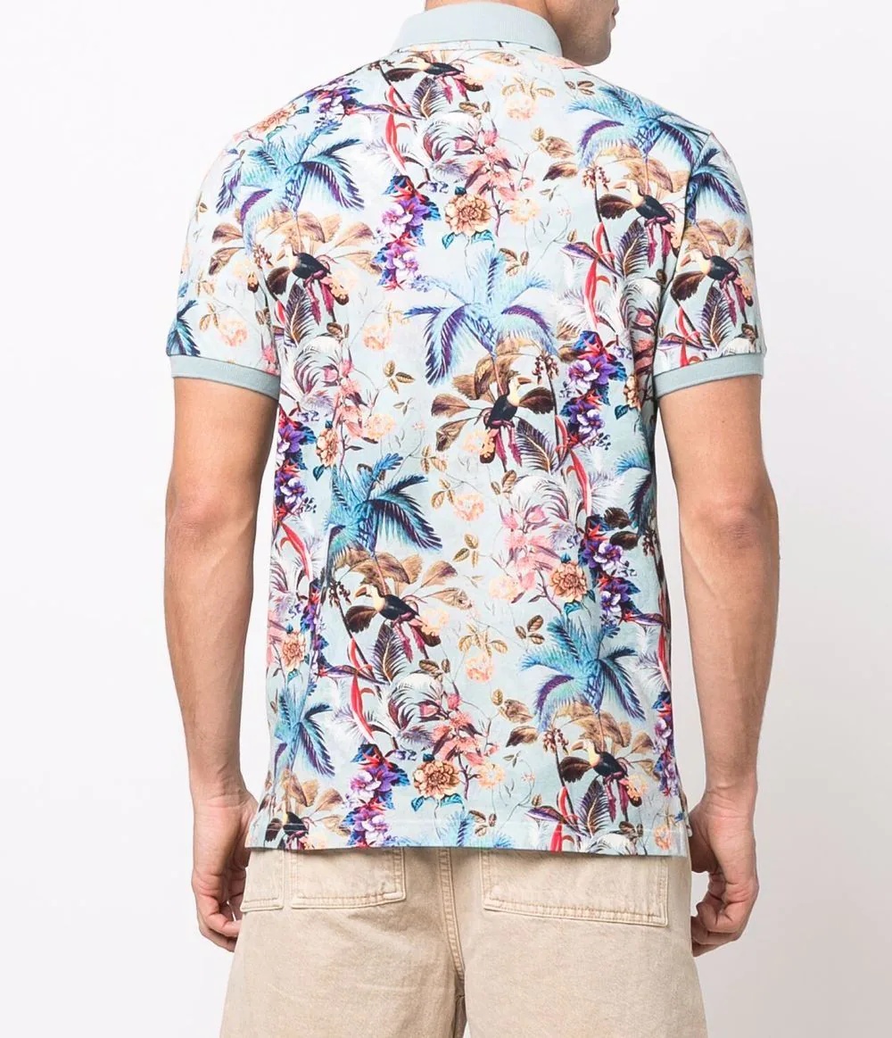 toucan foliage-print polo shirt - 4