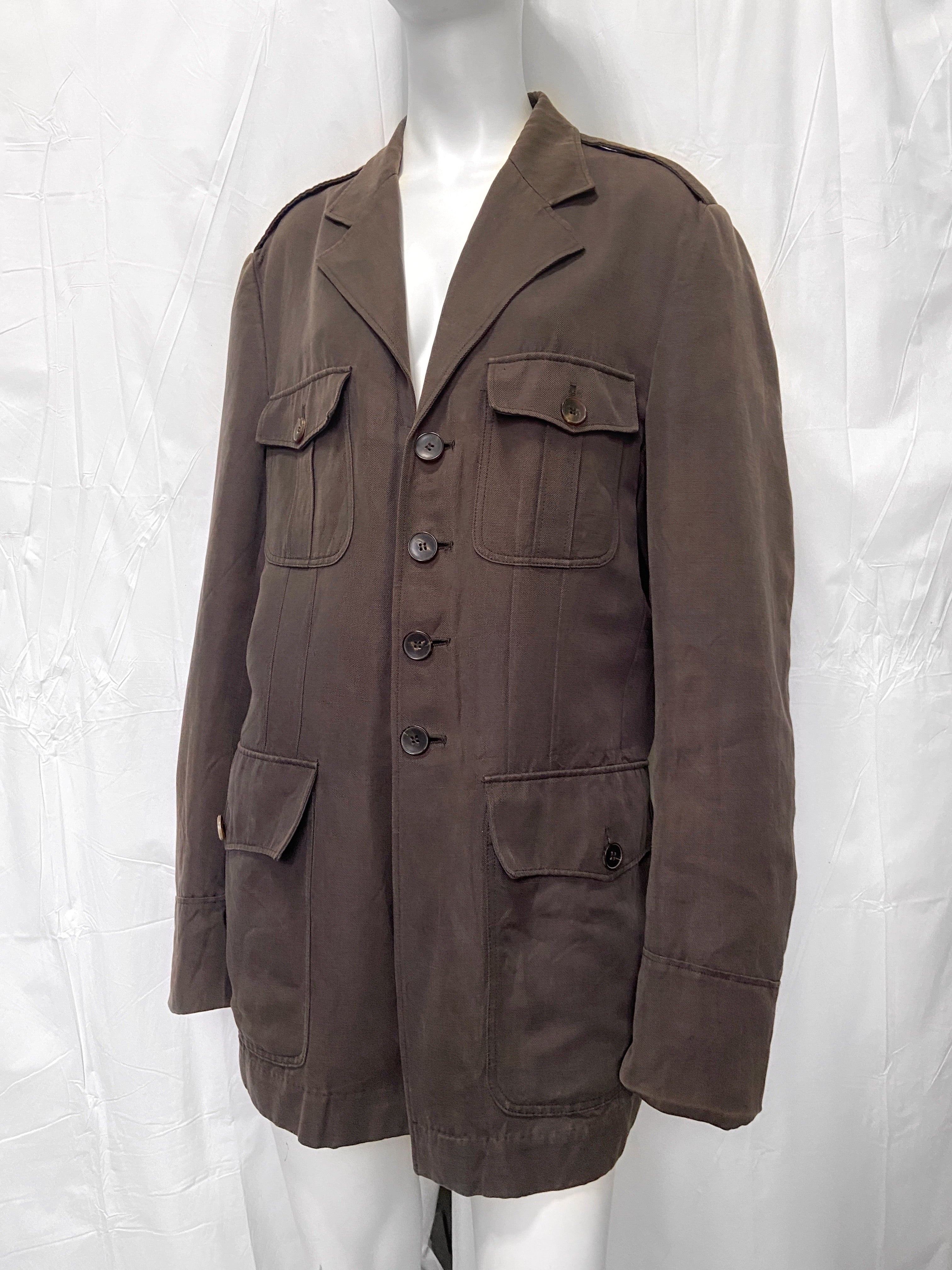 Gucci Spring 2003 Tom Ford Brown Military Jacket Coat 52 - 6