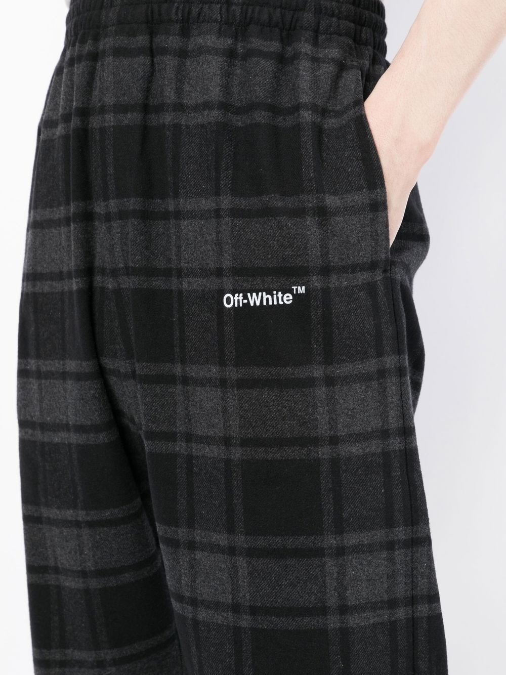 logo-print check pattern track pants - 5