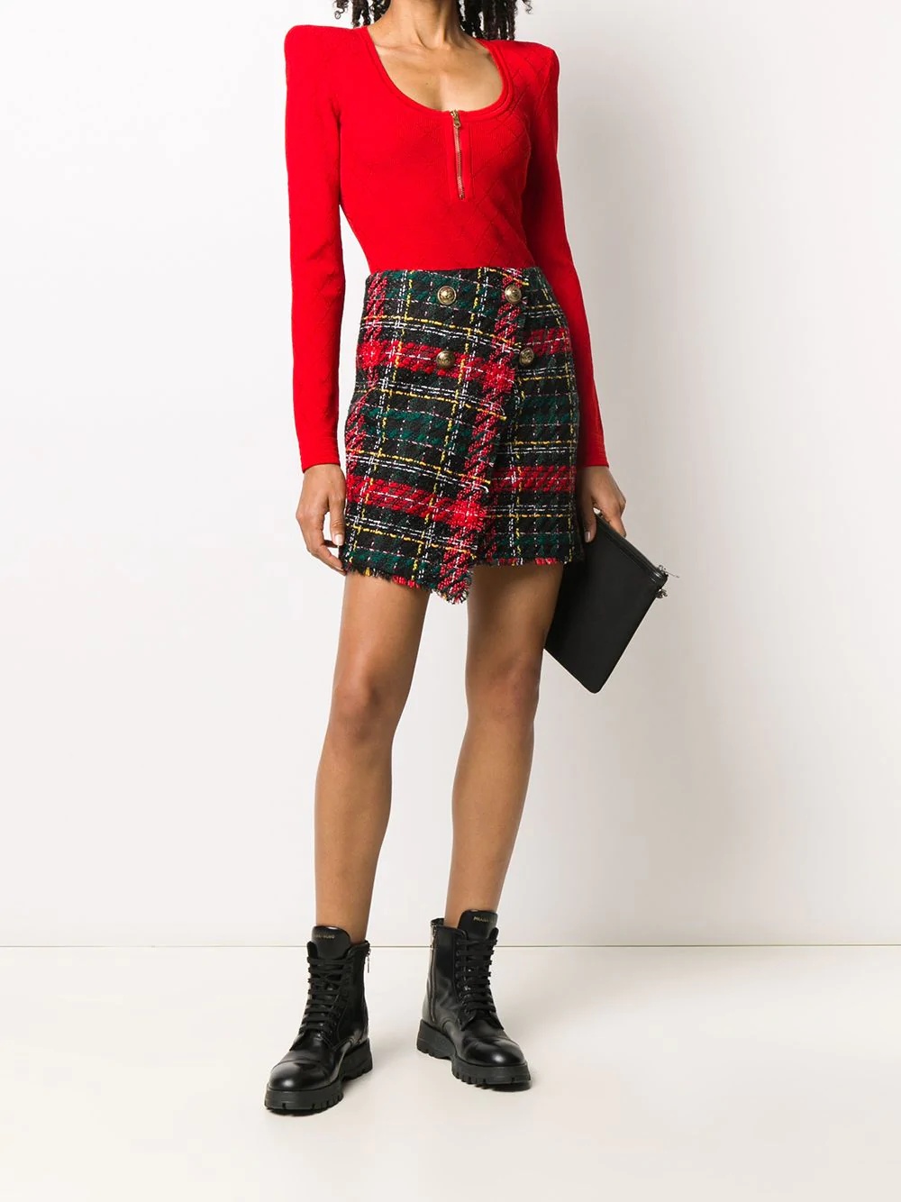 asymmtetric tweed skirt - 2