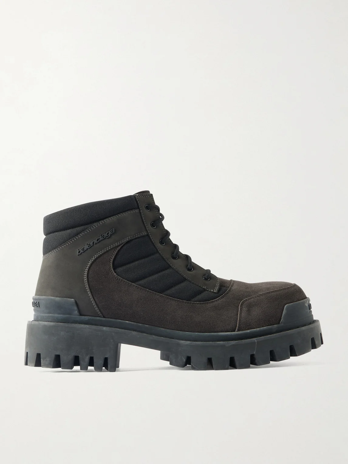 Nubuck-Trimmed Suede Lace-Up Boots - 1