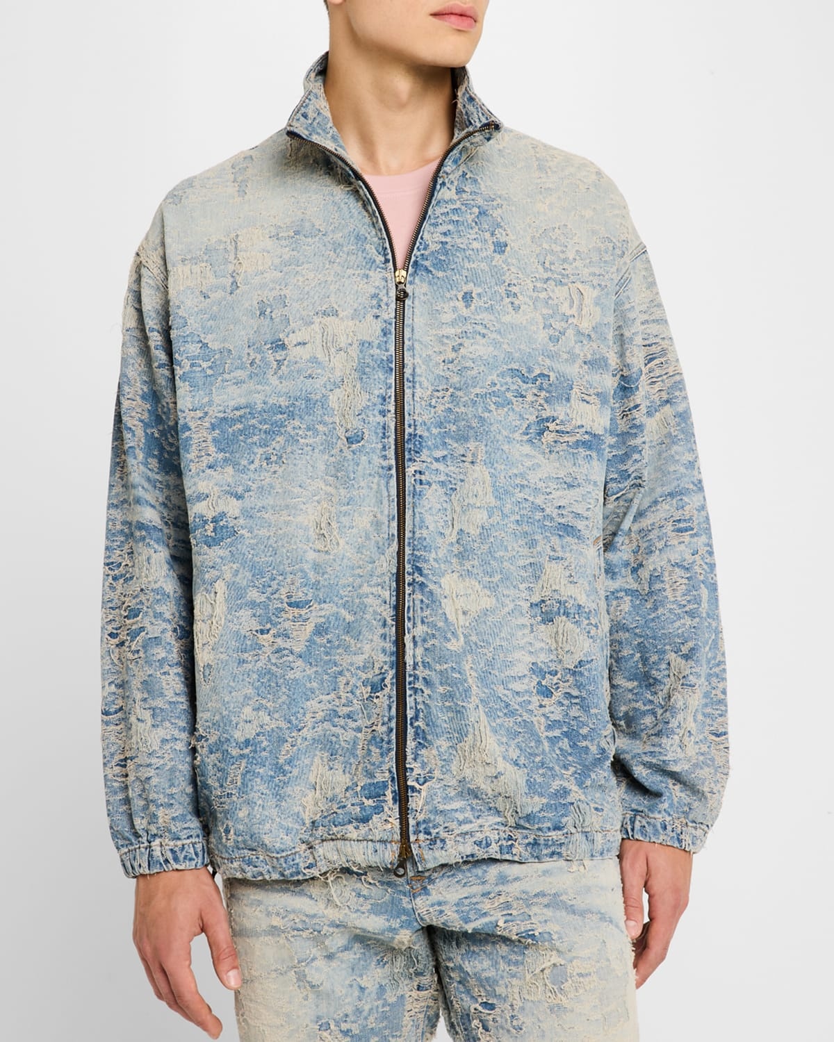 Men's Destroyed Denim Jacket - 4