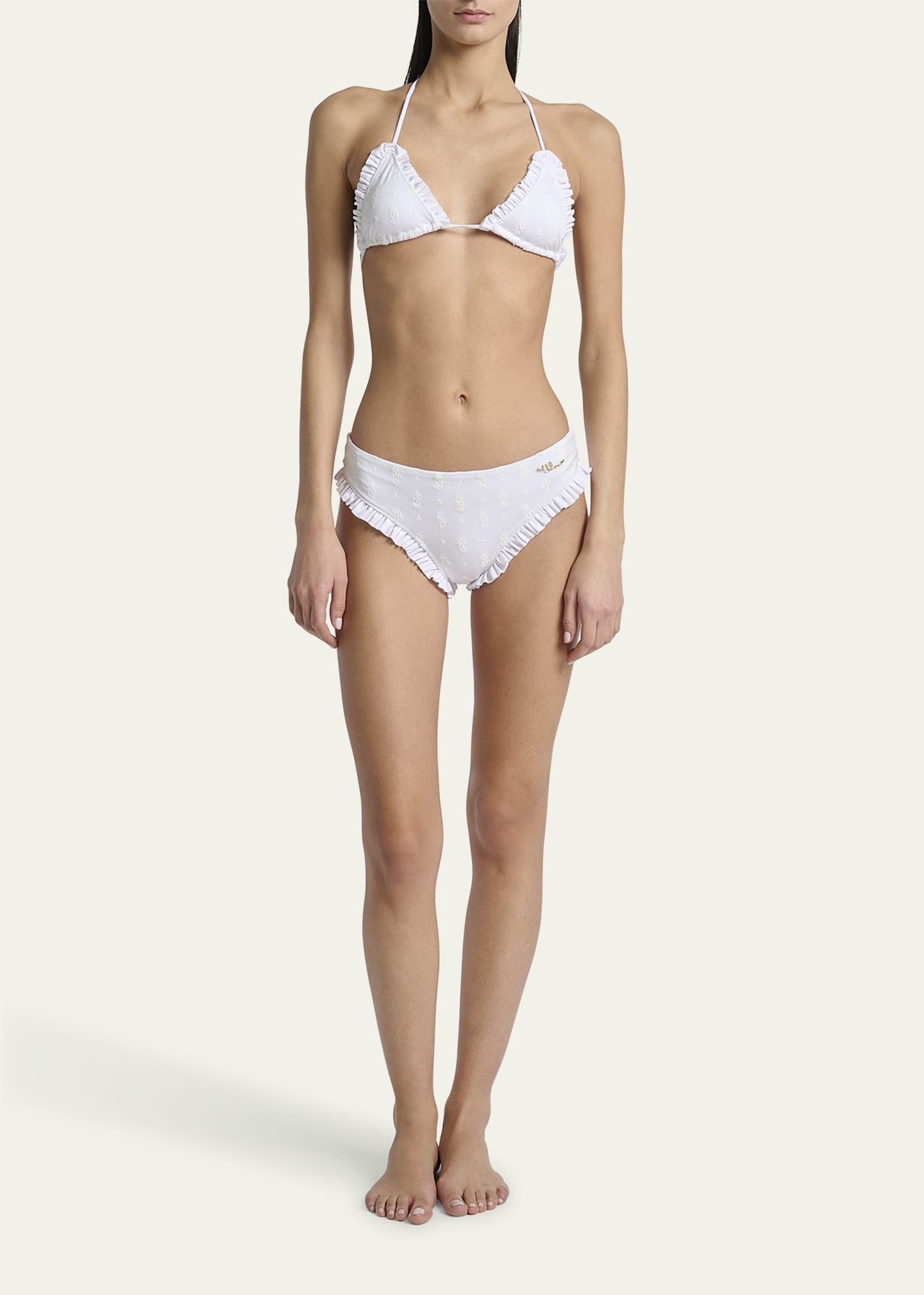 Ruffle-Trim Eyelet Bikini Top - 2