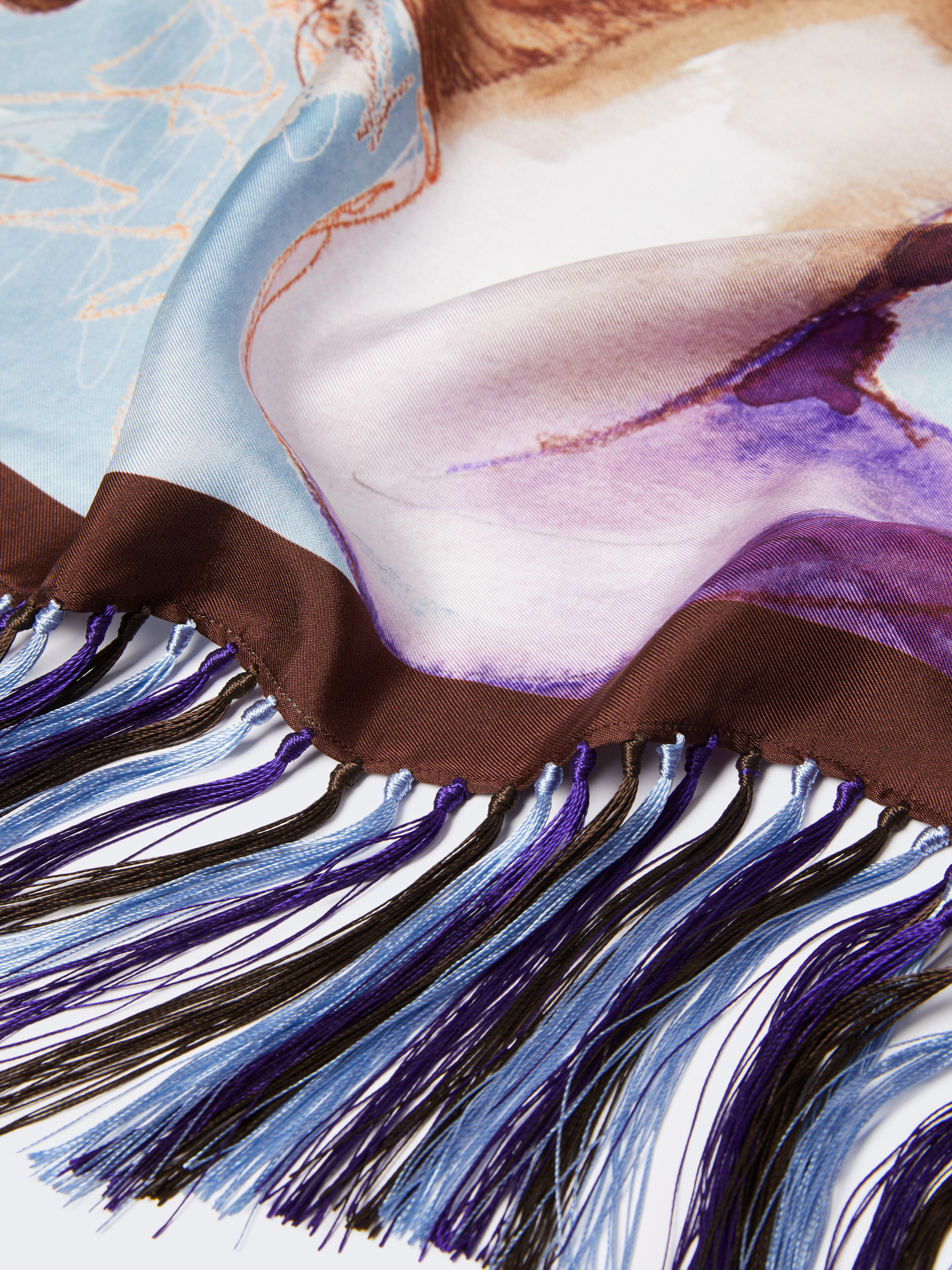 NINFEE Fringed printed silk scarf - 3