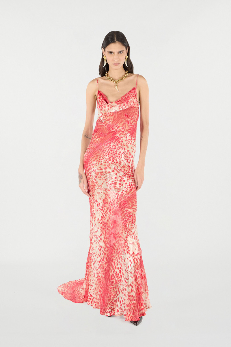 Roberto Cavalli Long Dress With Jaguar Skin Print outlook