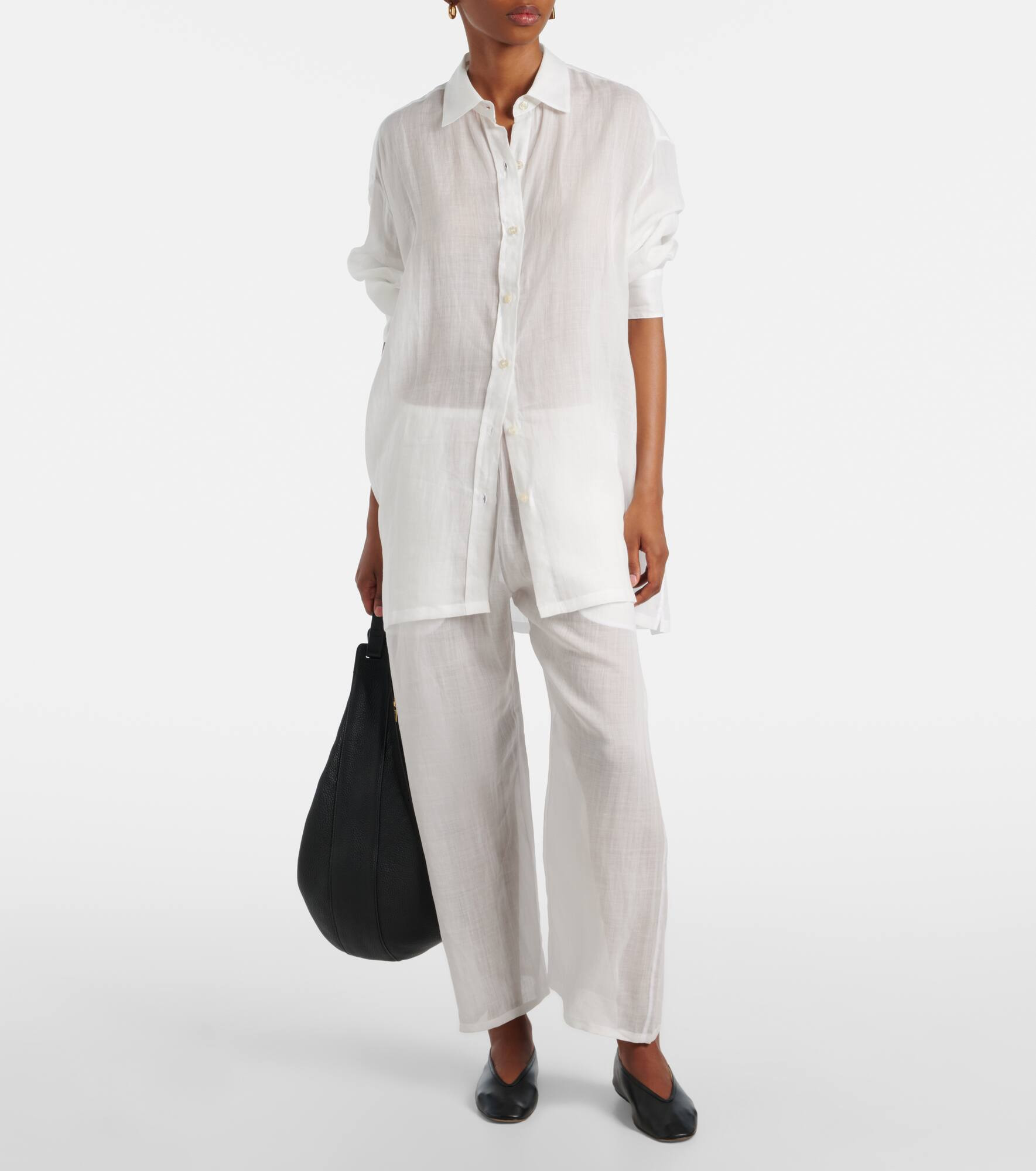 Niko ramie cropped barrel-leg pants - 2