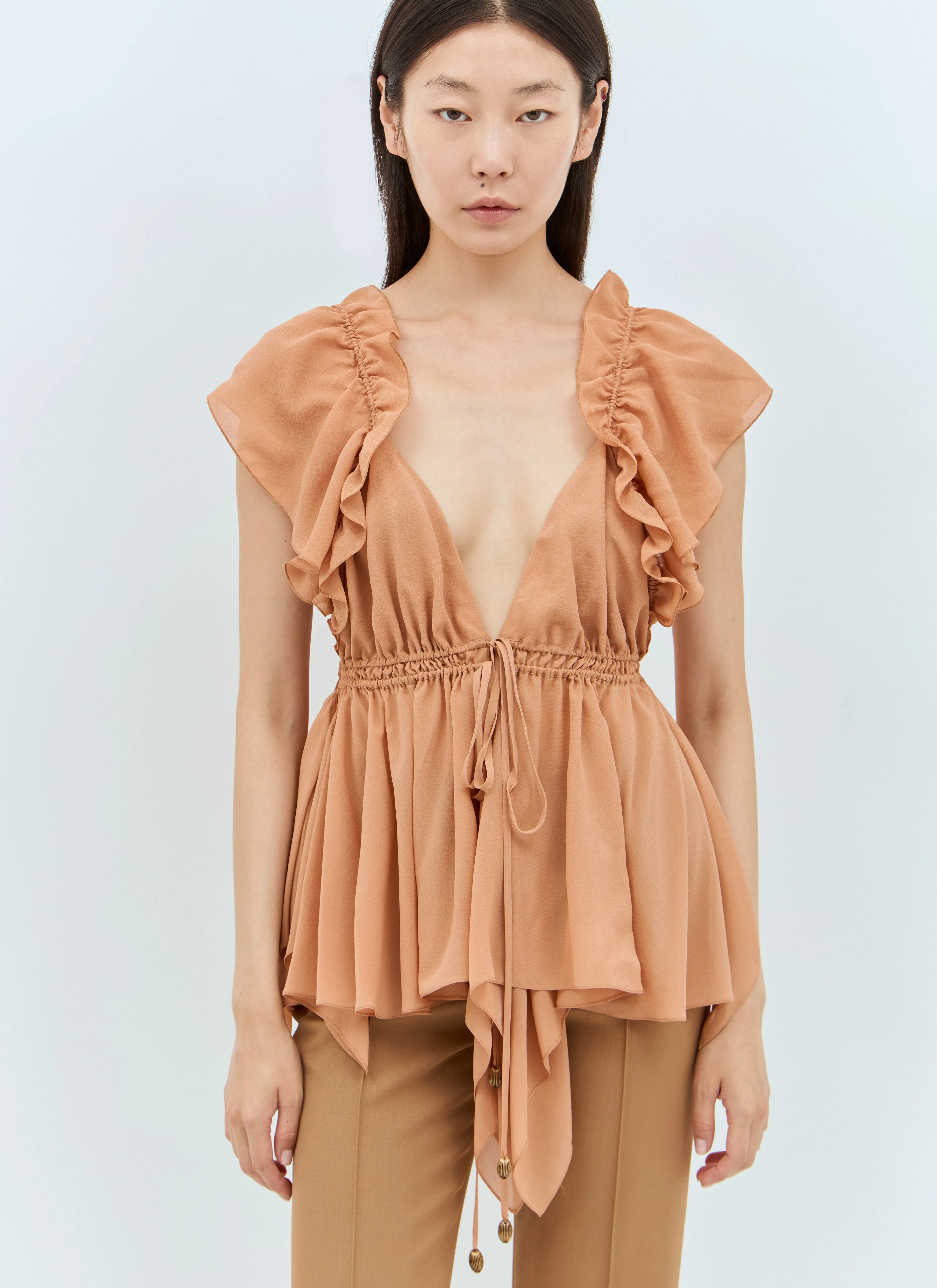 Silk Gathered Camisole Top - 1