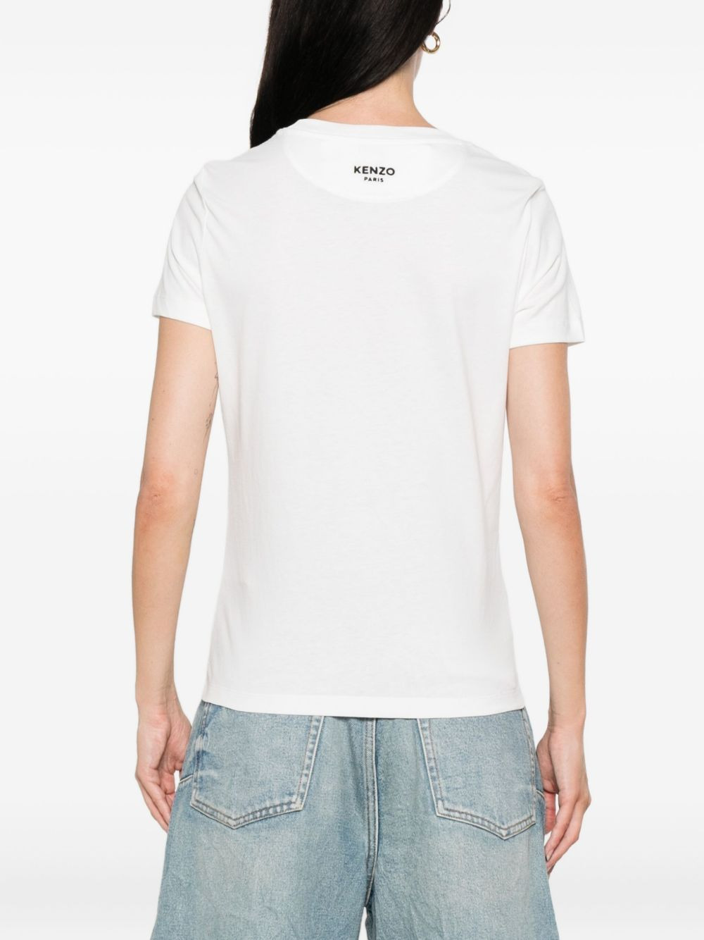 flower-embellished cotton T-shirt - 4