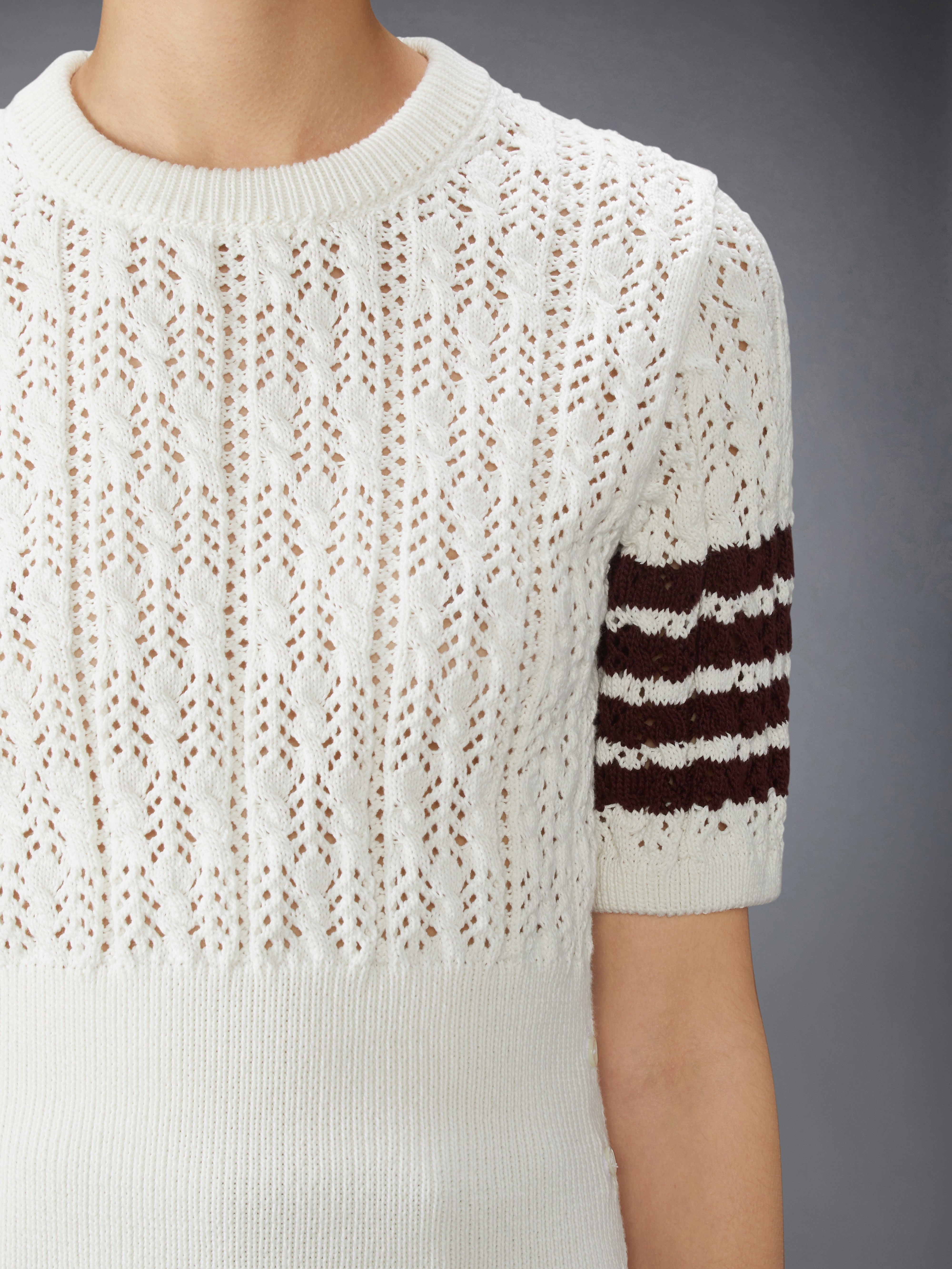 POINTELLE CABLE STITCH 4-BAR TEE - 6