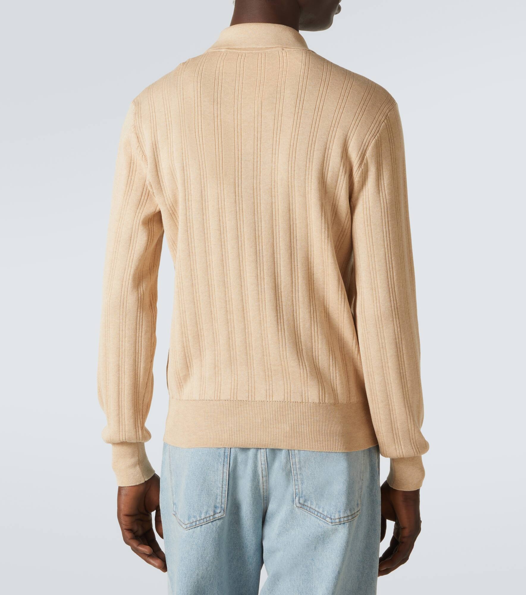 Ribbed-knit cotton polo sweater - 4