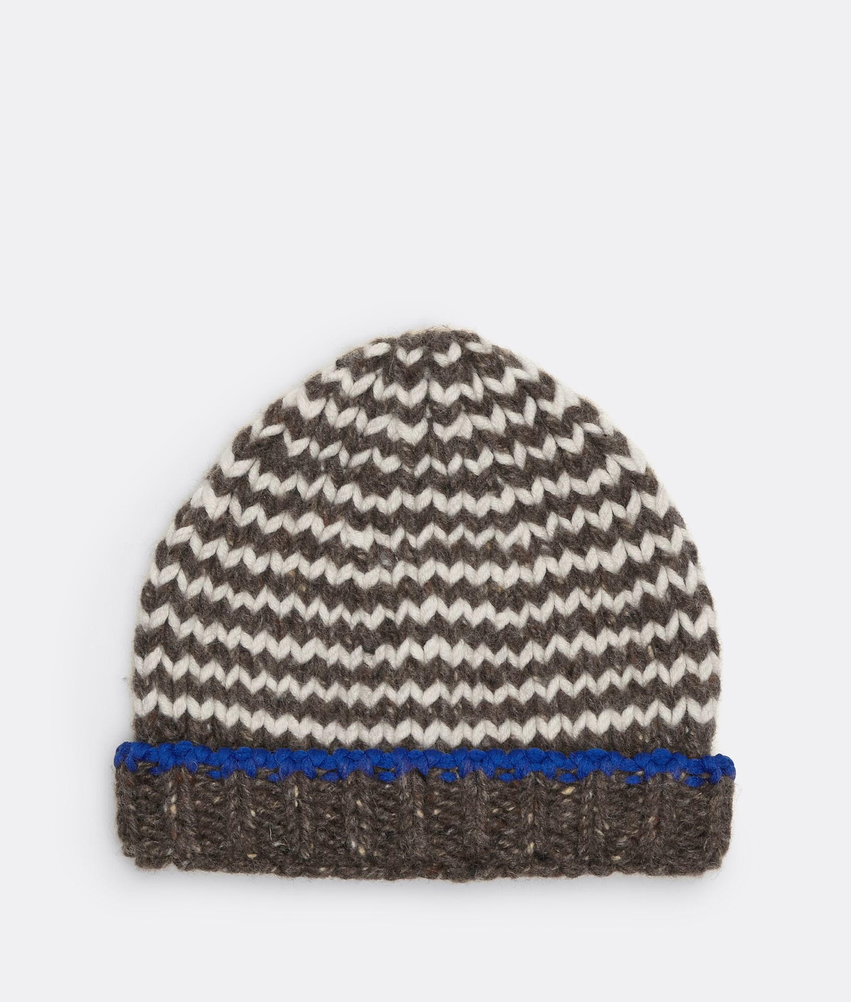 heavyweight wool beanie with zig-zag motif - 1