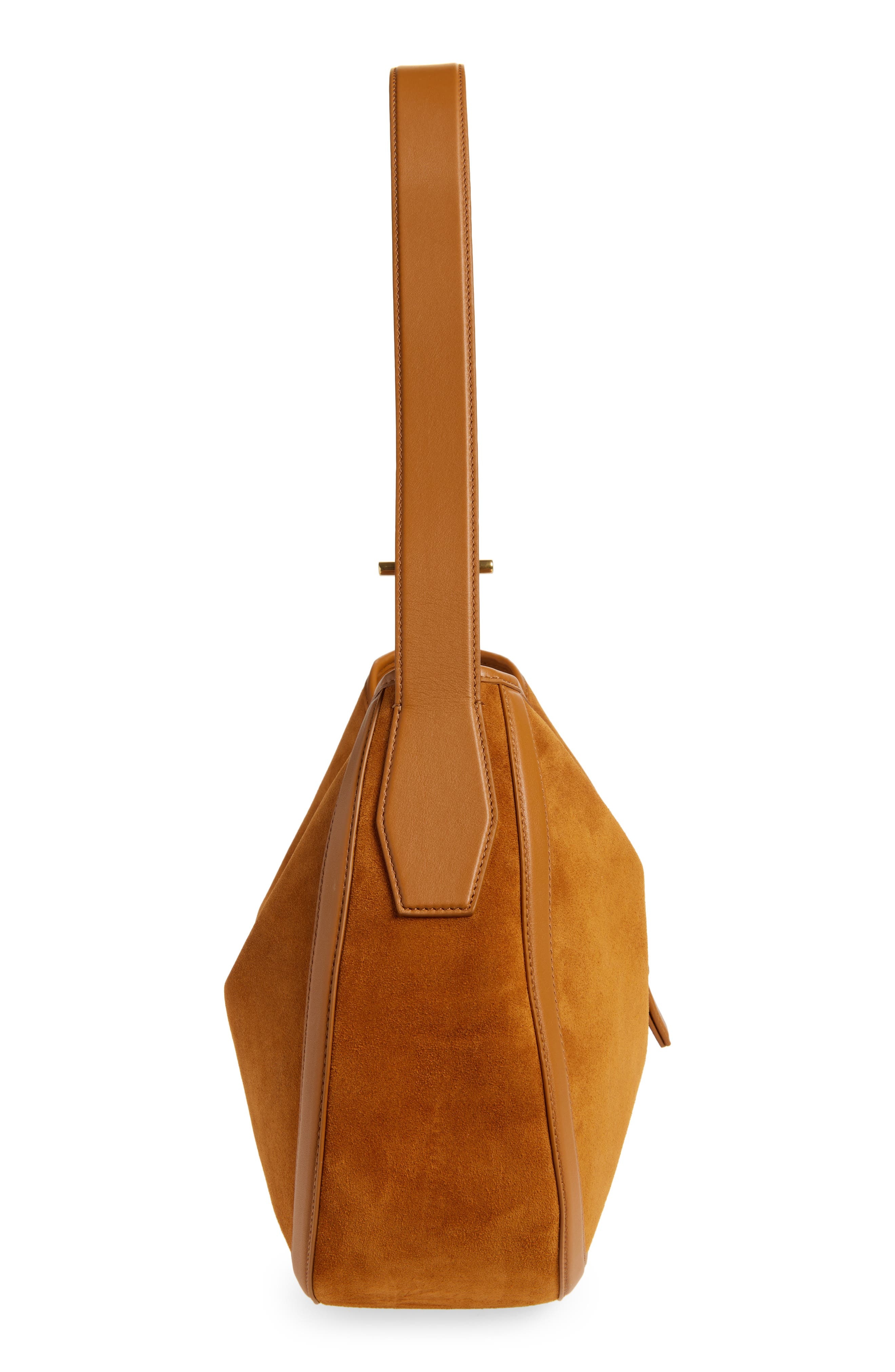 McQueen T-Bar Suede Shoulder Bag in Light Brown/Gold at Nordstrom - 4
