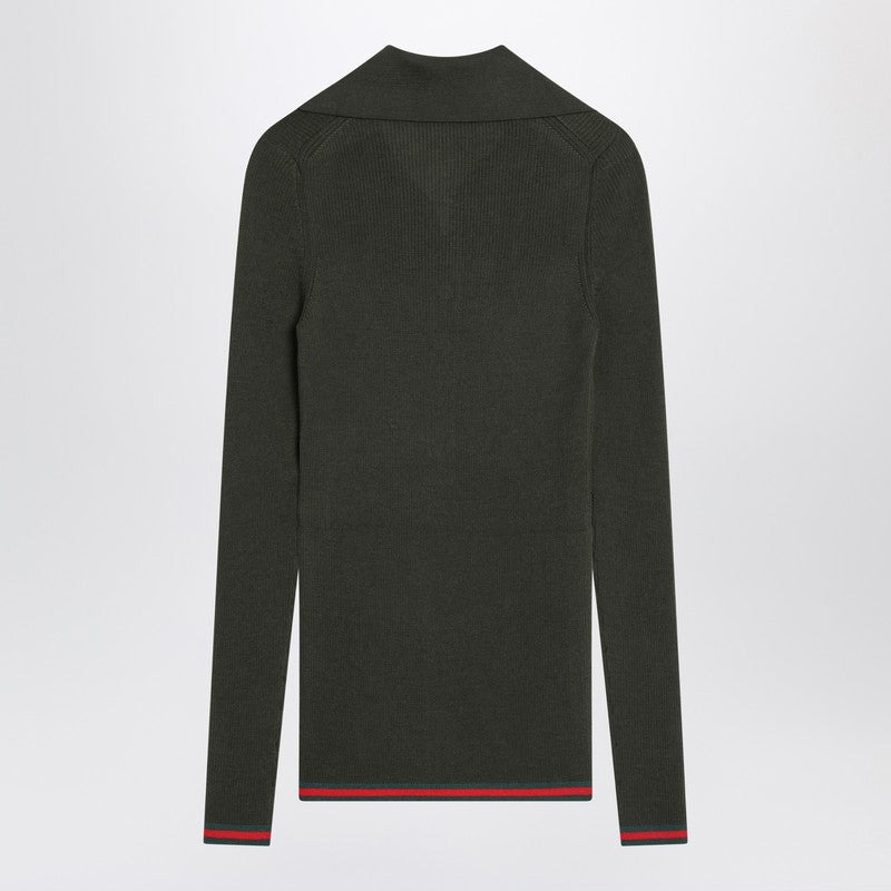 Gucci Military Green Polo In Cashmere And Silk Women - 2