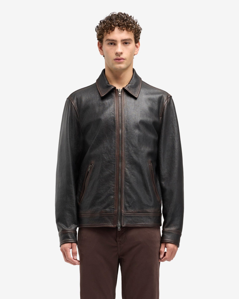 7 For All Mankind Leather Harrington Jacket in Vintage Leather outlook
