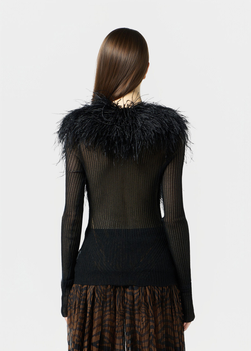KNIT CARDIGAN WITH FEATHERED NECK 3