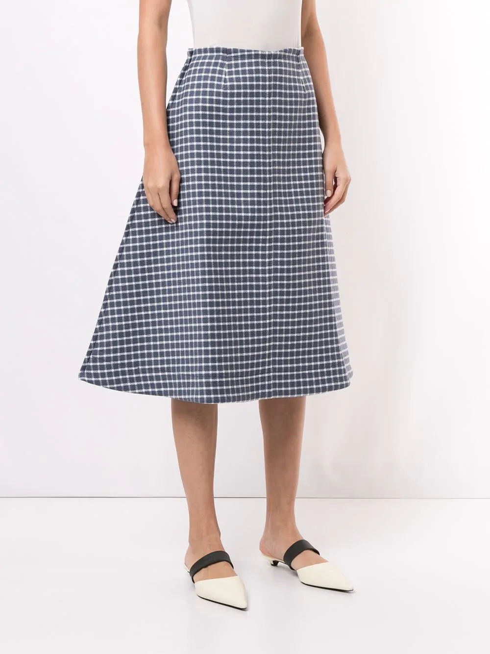 checked A-line midi skirt - 3