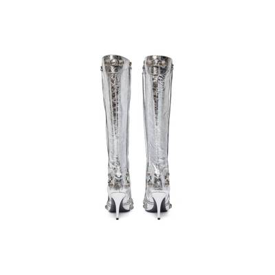 BALENCIAGA Women's Cagole 90mm Boot Metallized  in Silver outlook