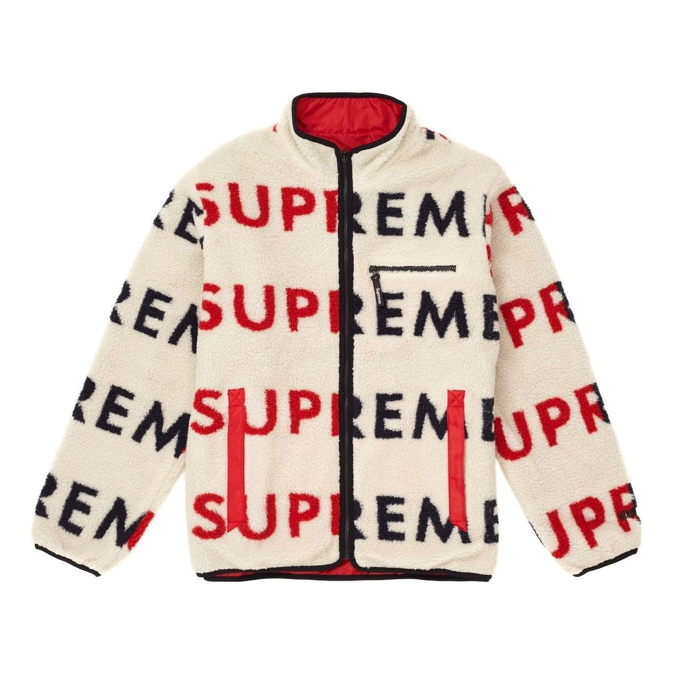 Supreme Reversible Logo Fleece Jacket 'Natural' SUP-FW18-514 - 1