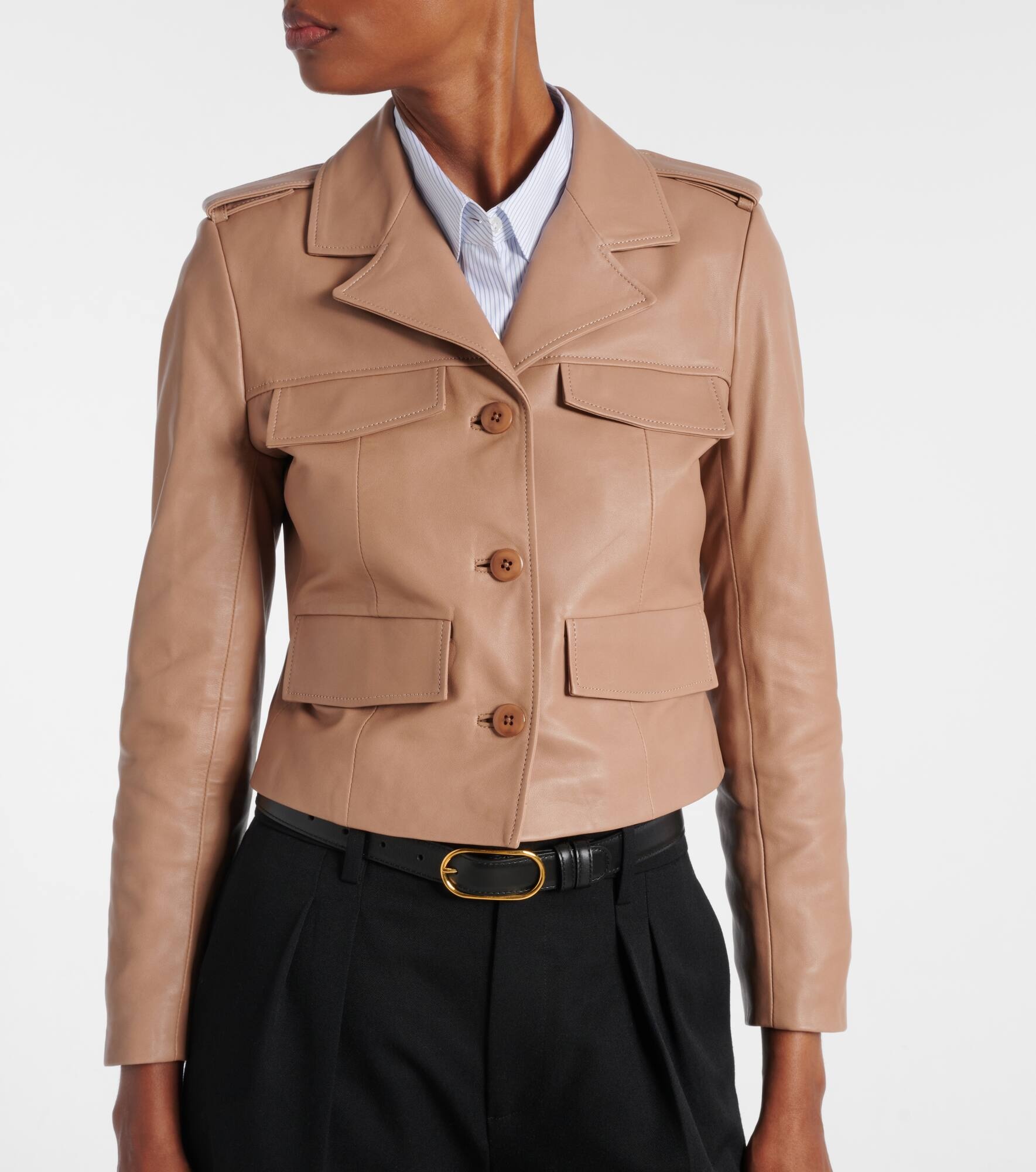 Sleek Statement cropped leather jacket - 7