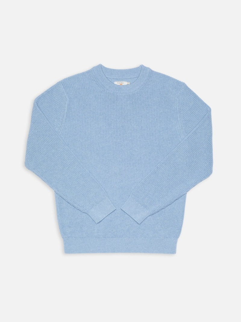 August Rib Cotton Sweater Bluemelange 1