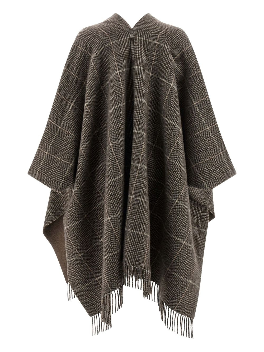 Prince of Wales checked fringed poncho - 2