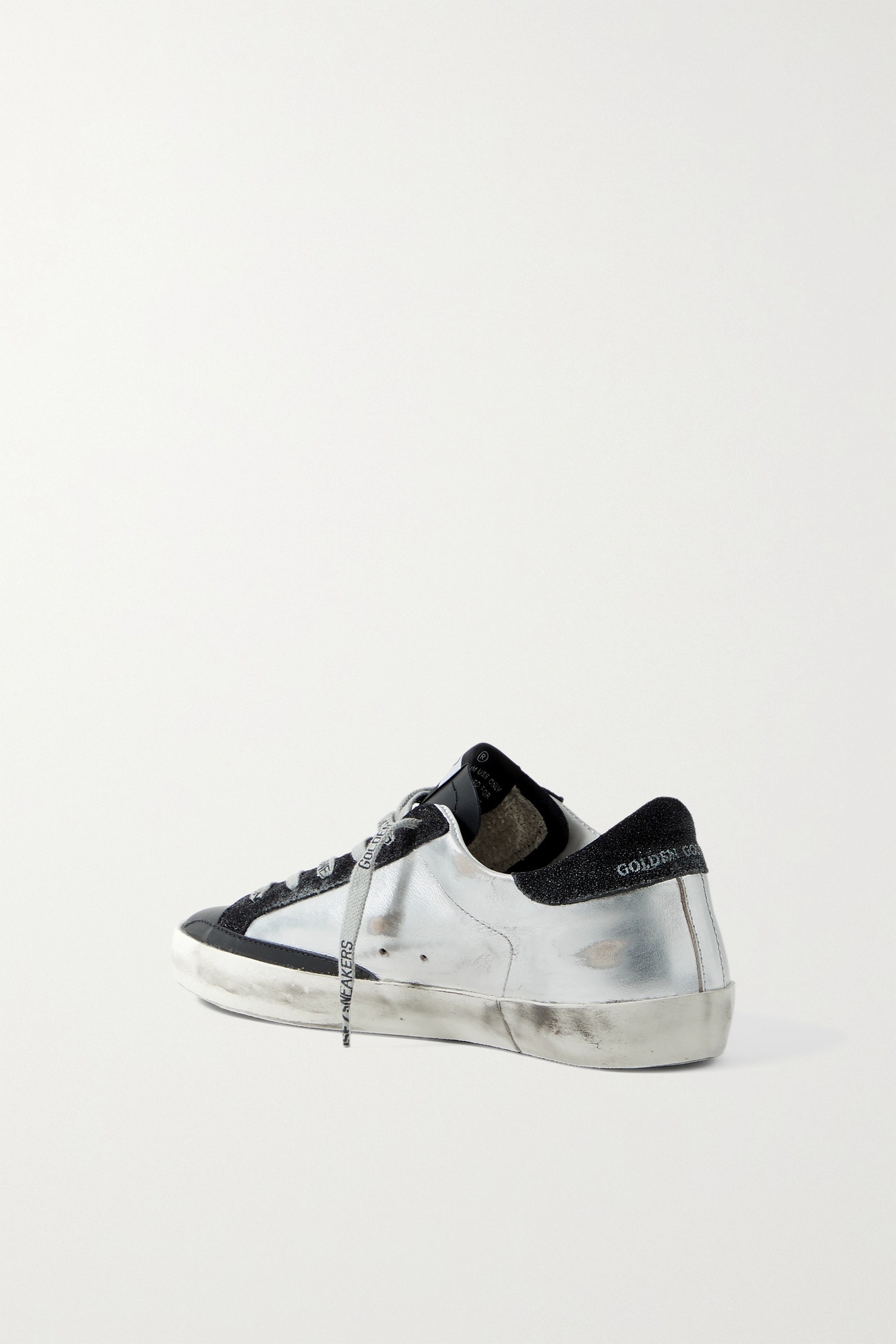 Superstar metallic distressed leather and suede sneakers - 3