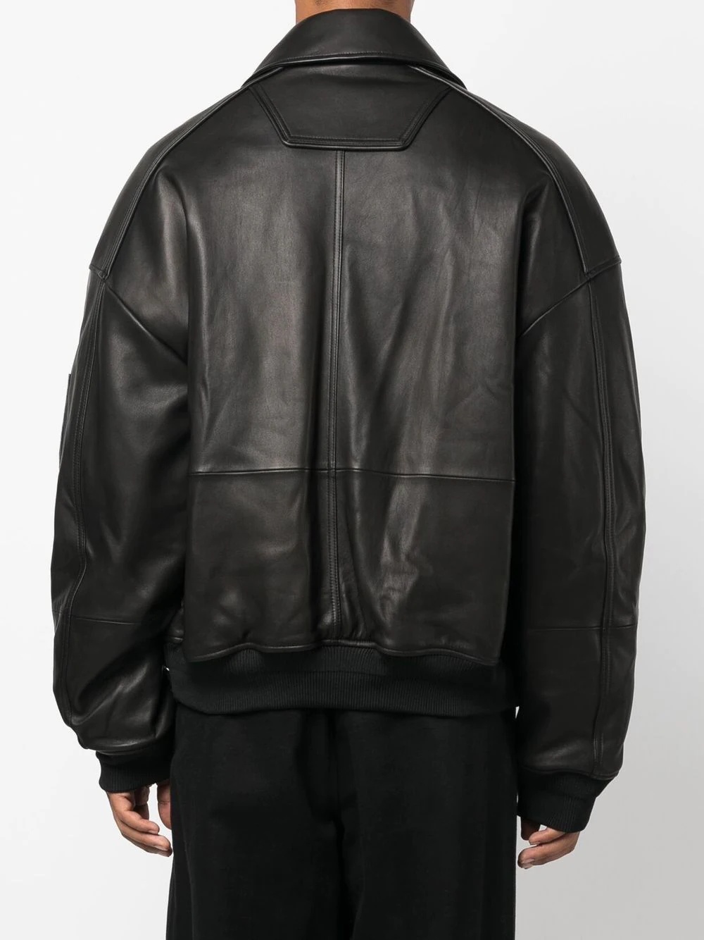 zip-up leather jacket - 4