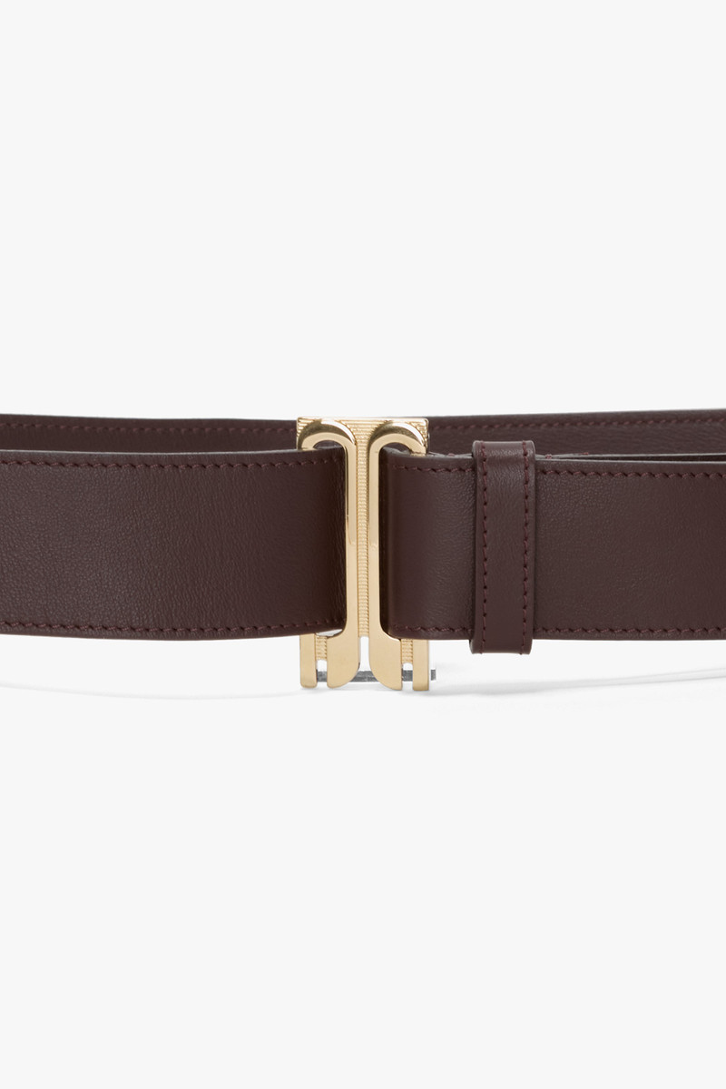 Victoria Beckham Dorian Tuxedo Belt In Burgundy Soft Leather outlook