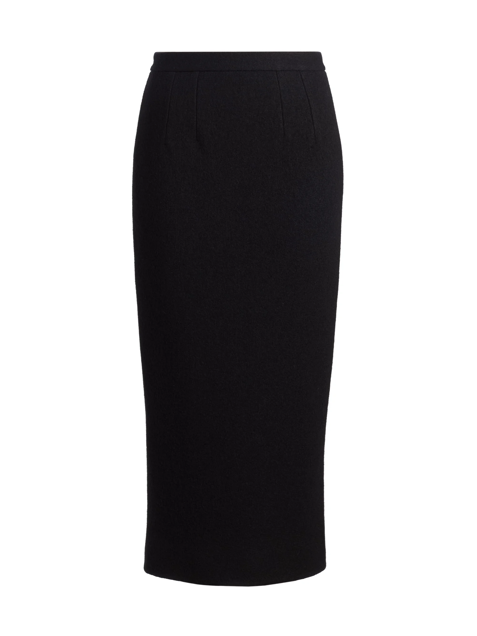 Women's Wool Pencil Midi-Skirt - Nero - 1