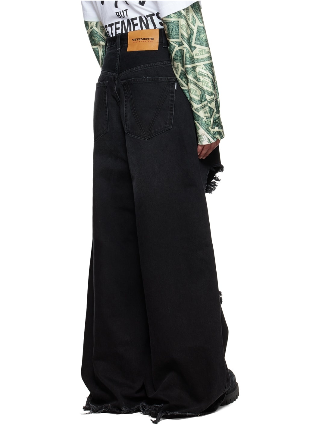 Black Big Shape Destroyed Jeans - 3