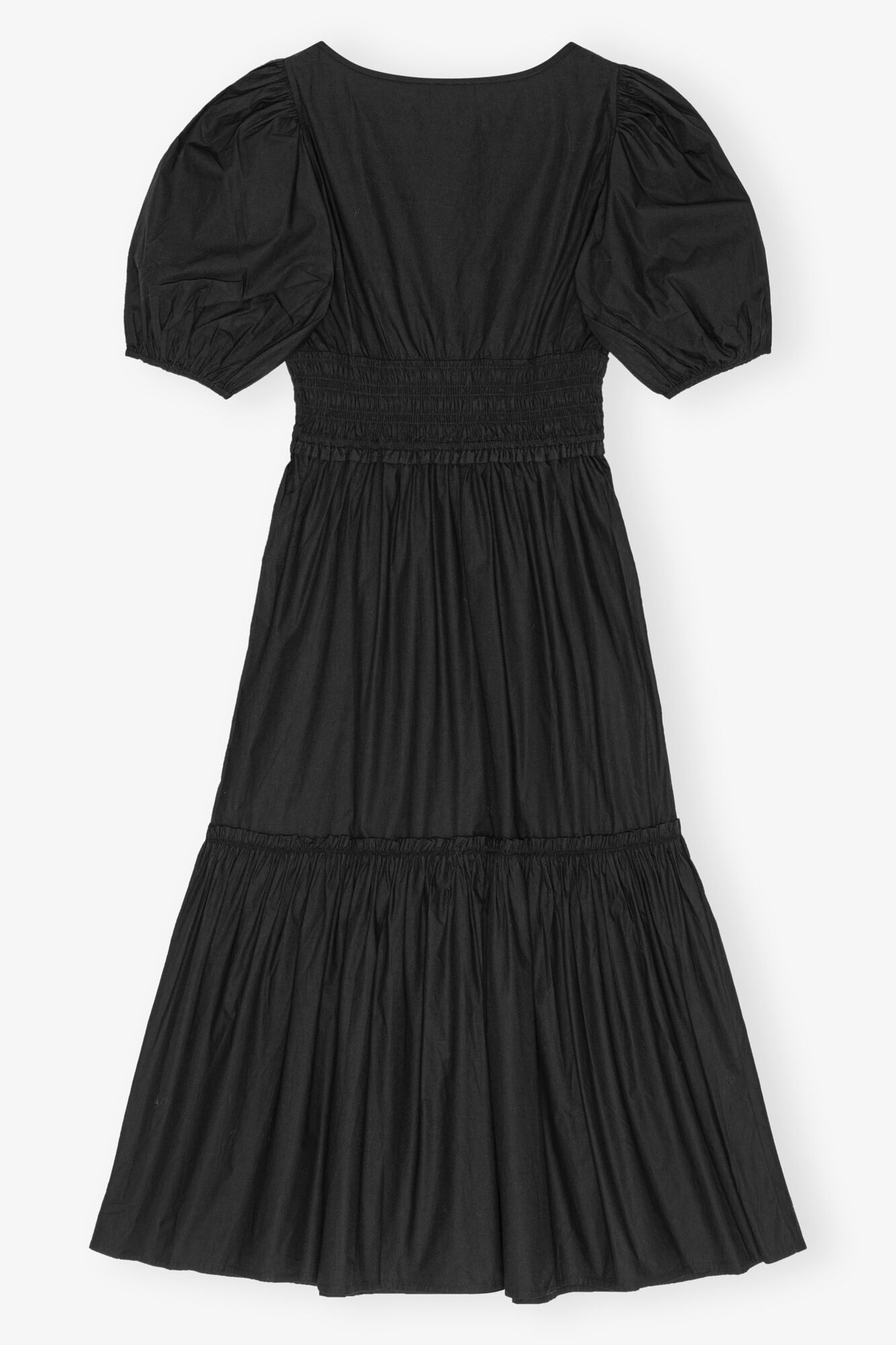 BLACK COTTON POPLIN LONG SMOCK DRESS - 6