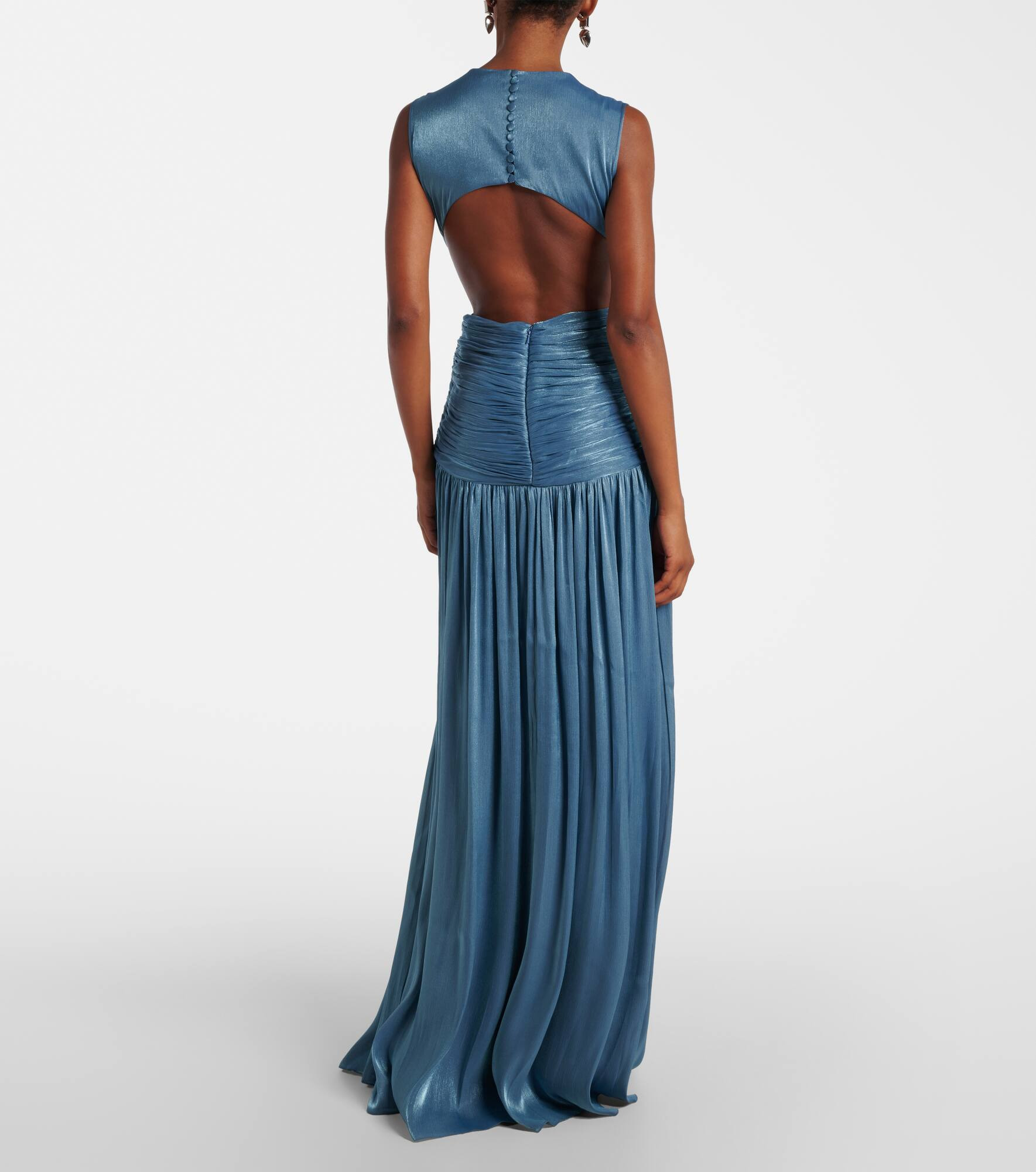 Draped open-back jersey gown - 3