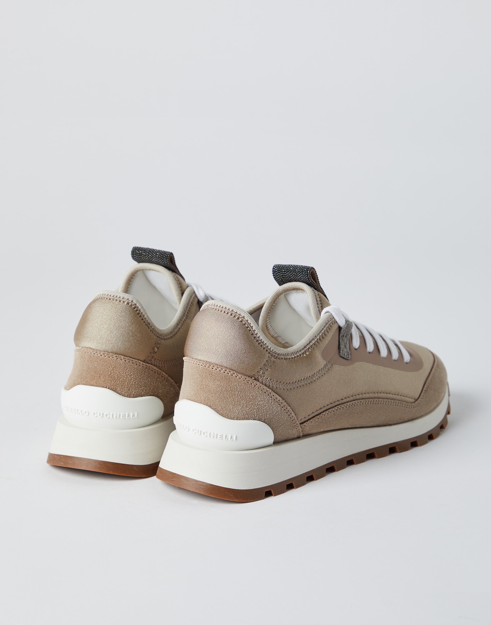 Suede and techno fabric runners with precious tongue - 3