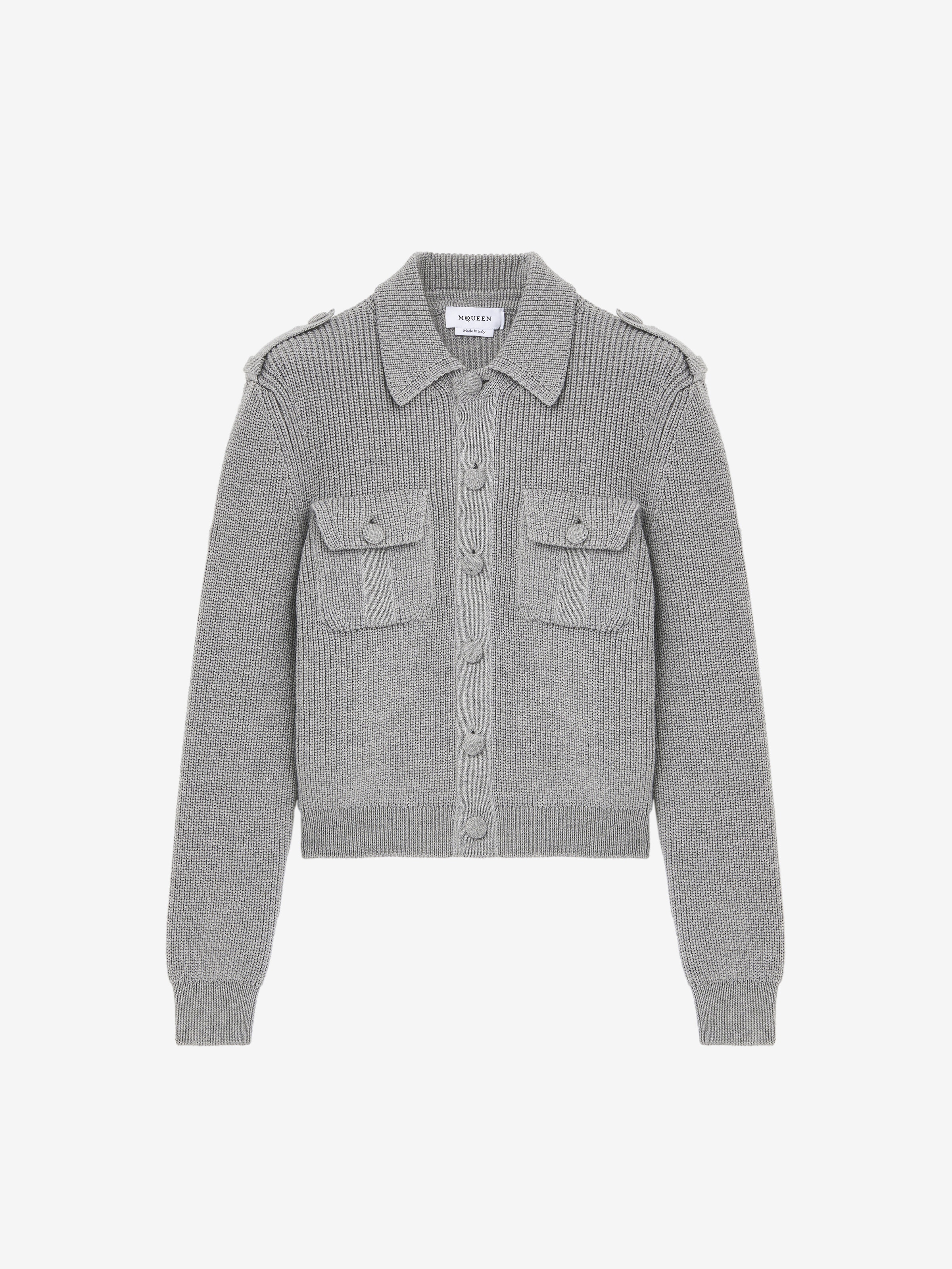 Half Cardigan Stitch Military Jacket - 1
