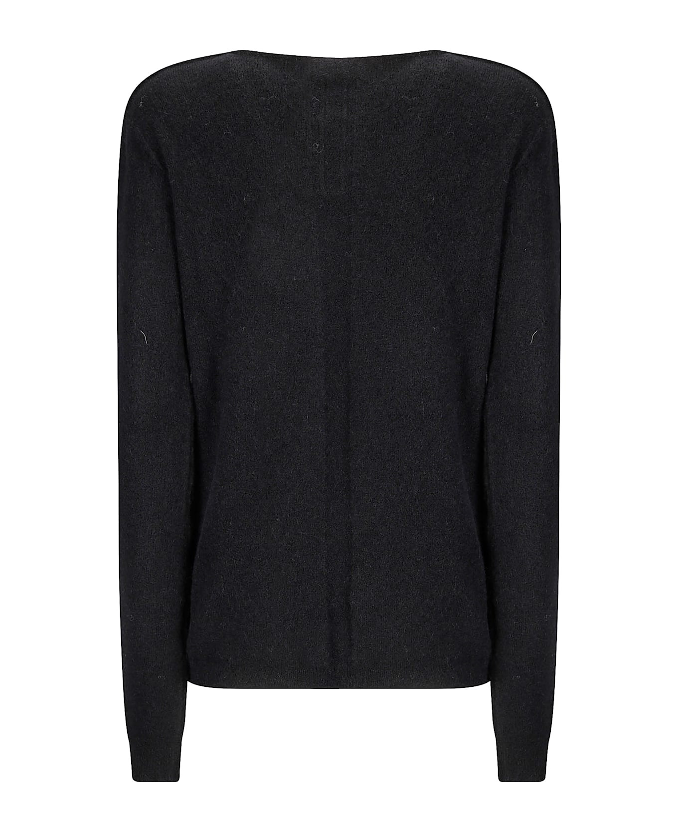 Black Sweater With Distressed Effect And Cut-out Details On The Front In Alpaca Blend Woman - 2